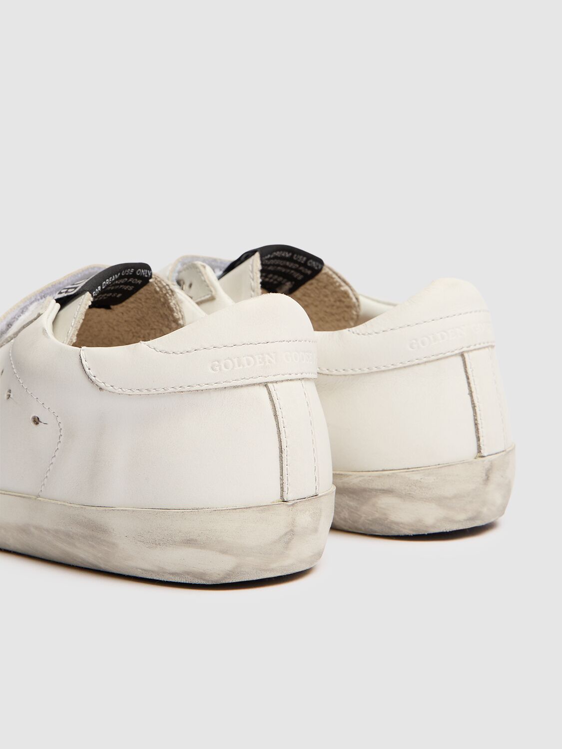 Golden Goose Old School Leather Strap Sneakers In White