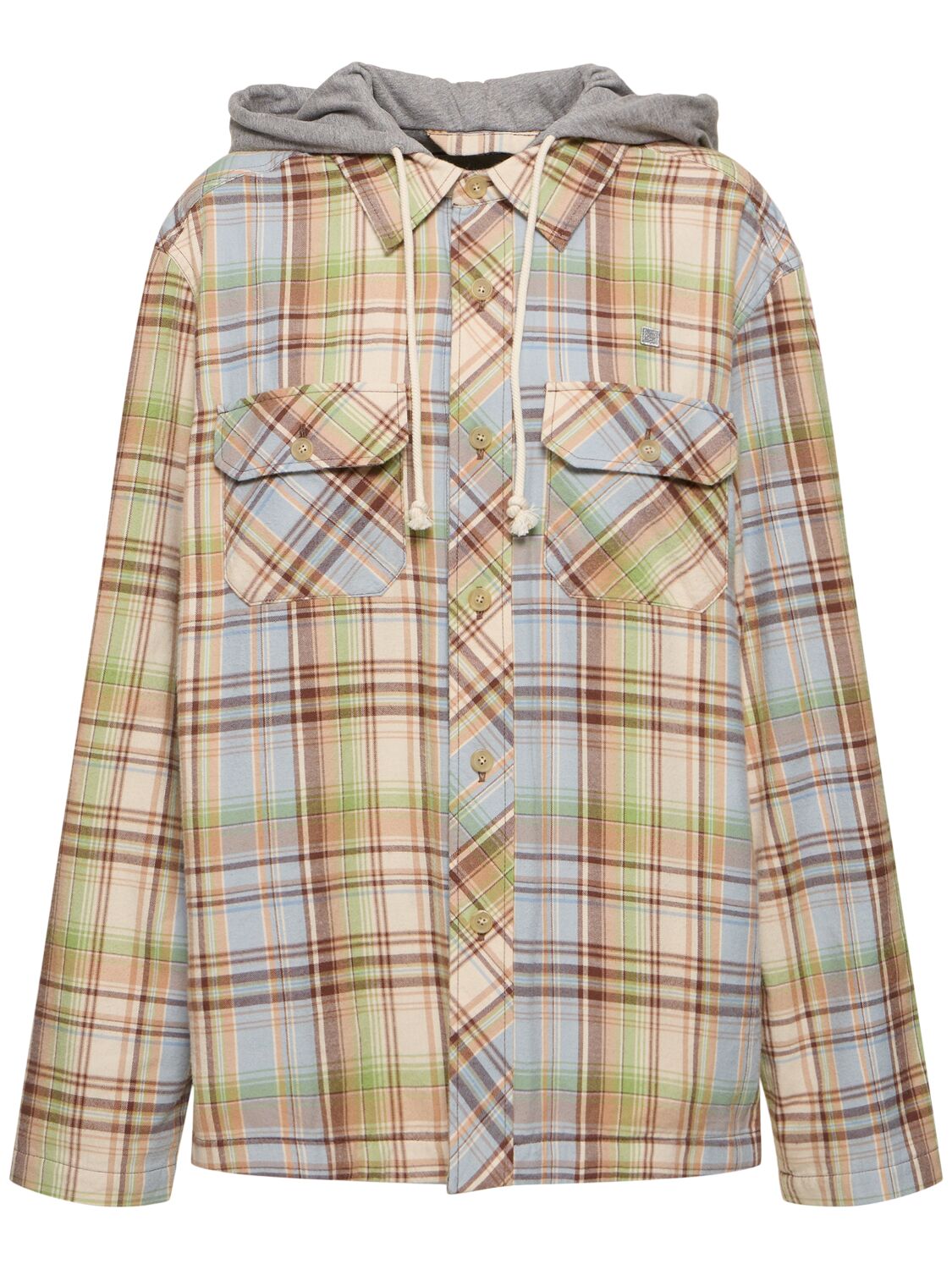 Acne Studios Ollier Check Cotton Canvas Jacket In Brown/green