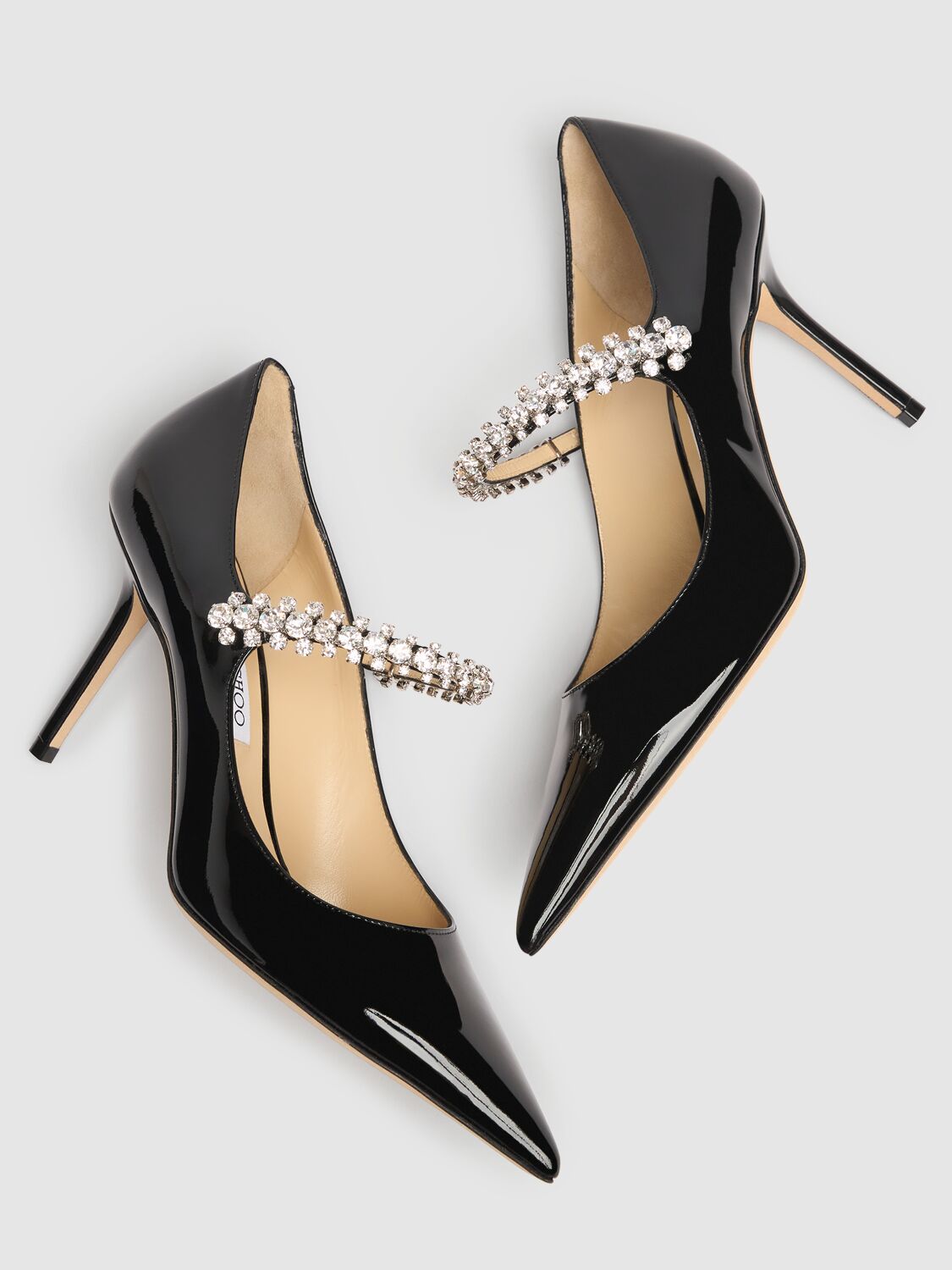 Shop Jimmy Choo 85mm Bling Patent Leather Pumps In Black