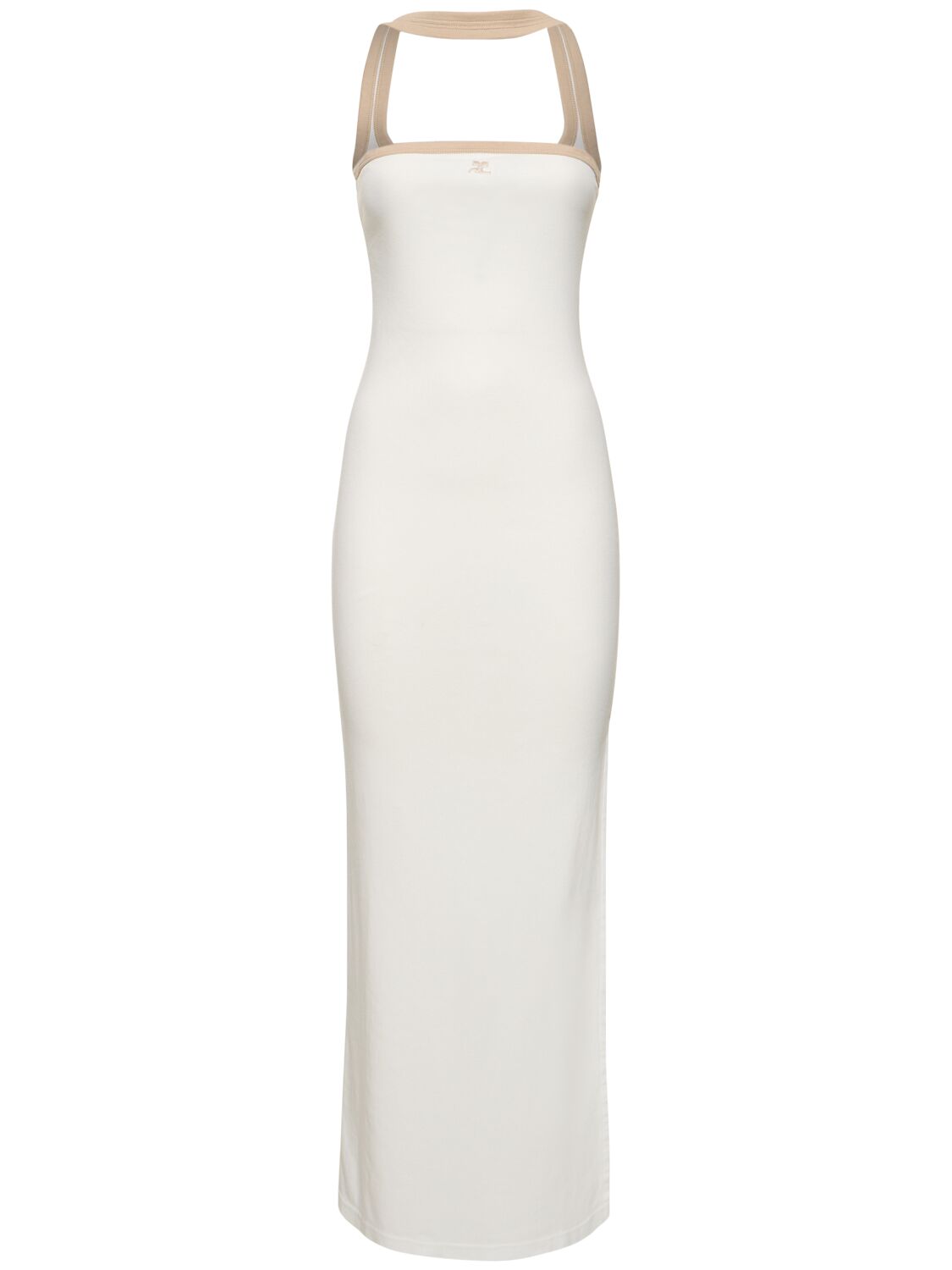 Courrèges Contrast Hyperbole Cotton Long Dress In White