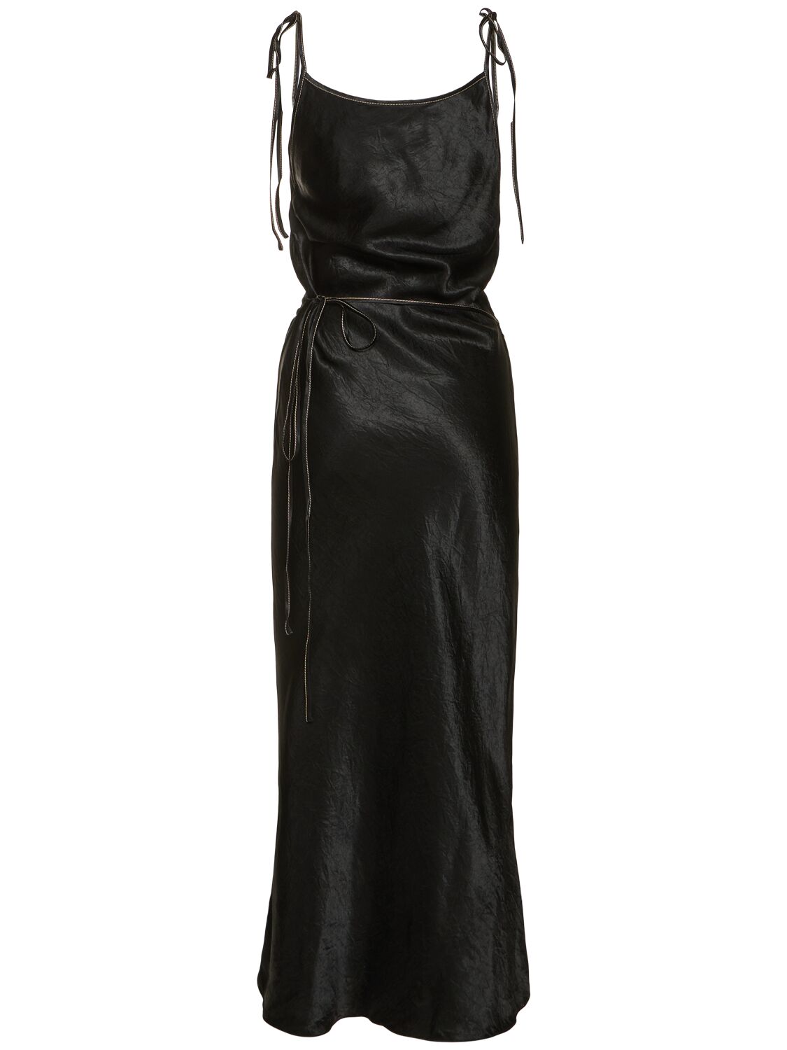 Shop Acne Studios Dayla Satin Midi Dress In Black