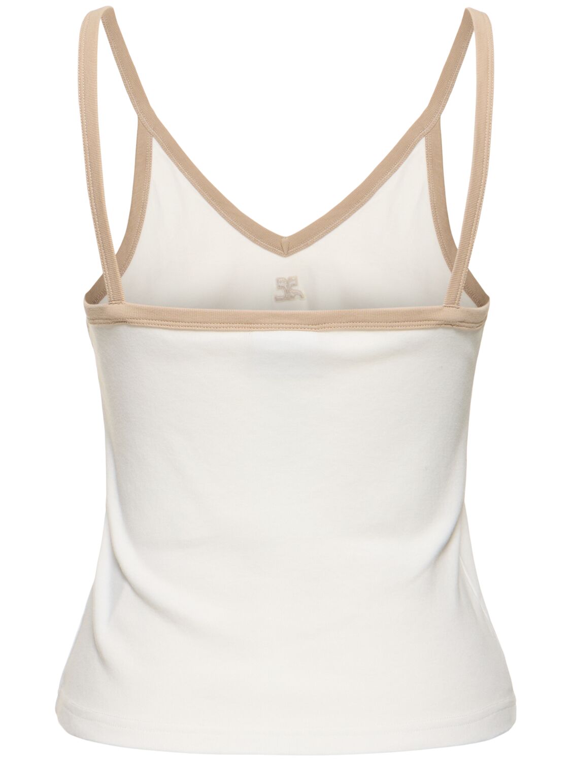 Shop Courrèges Contrast V-neck Cotton Tank Top In White