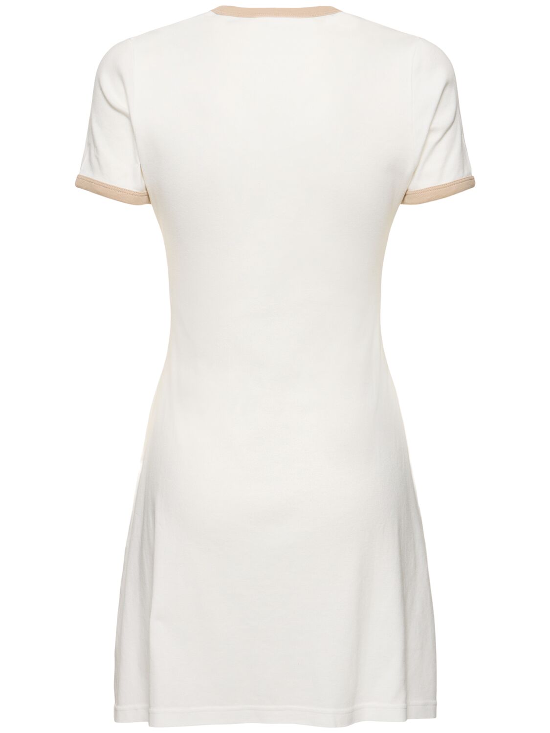 Shop Courrèges Contrast V-neck Cotton Mini Dress In White