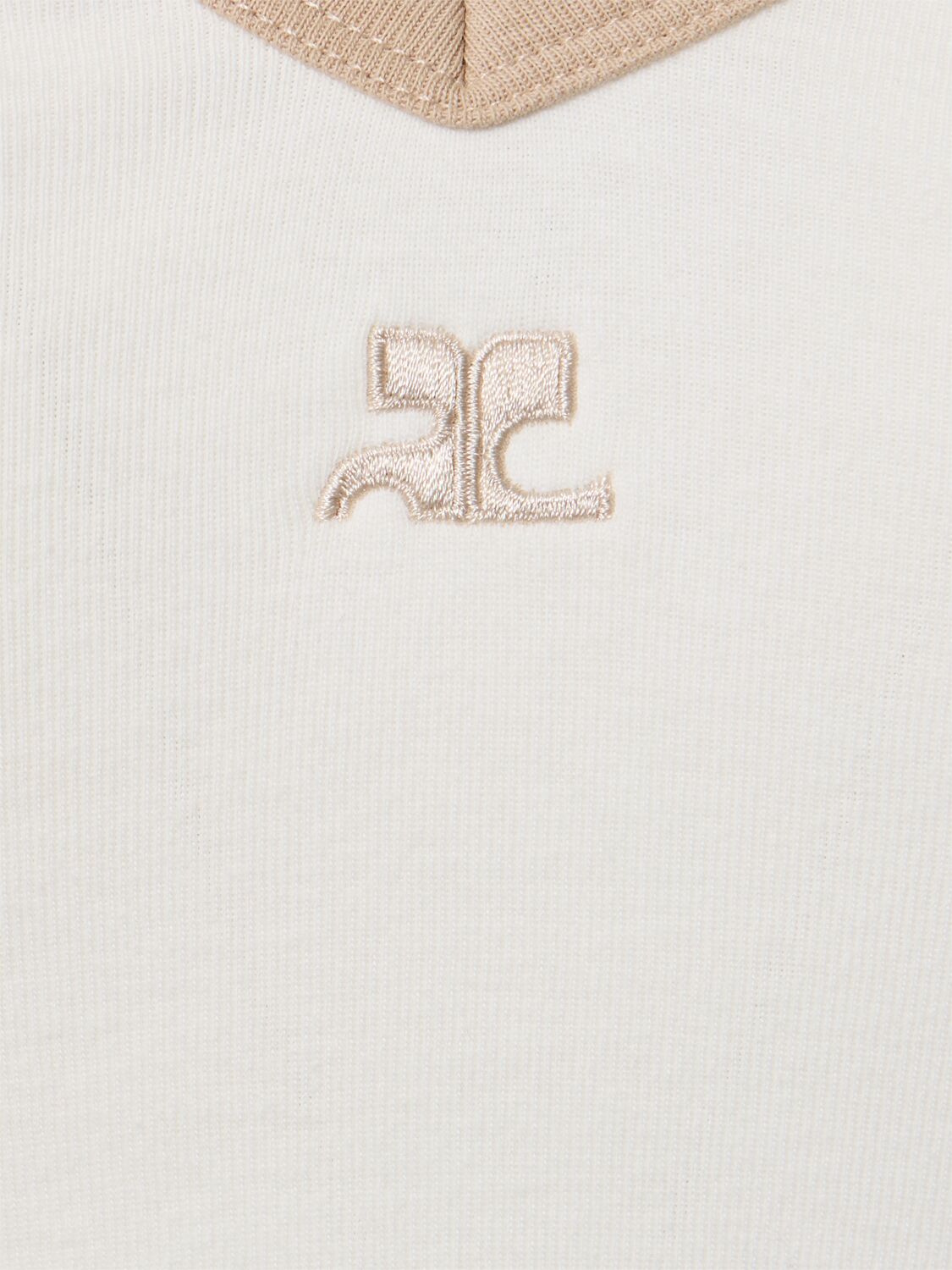 Shop Courrèges Contrast V-neck Cotton Mini Dress In White