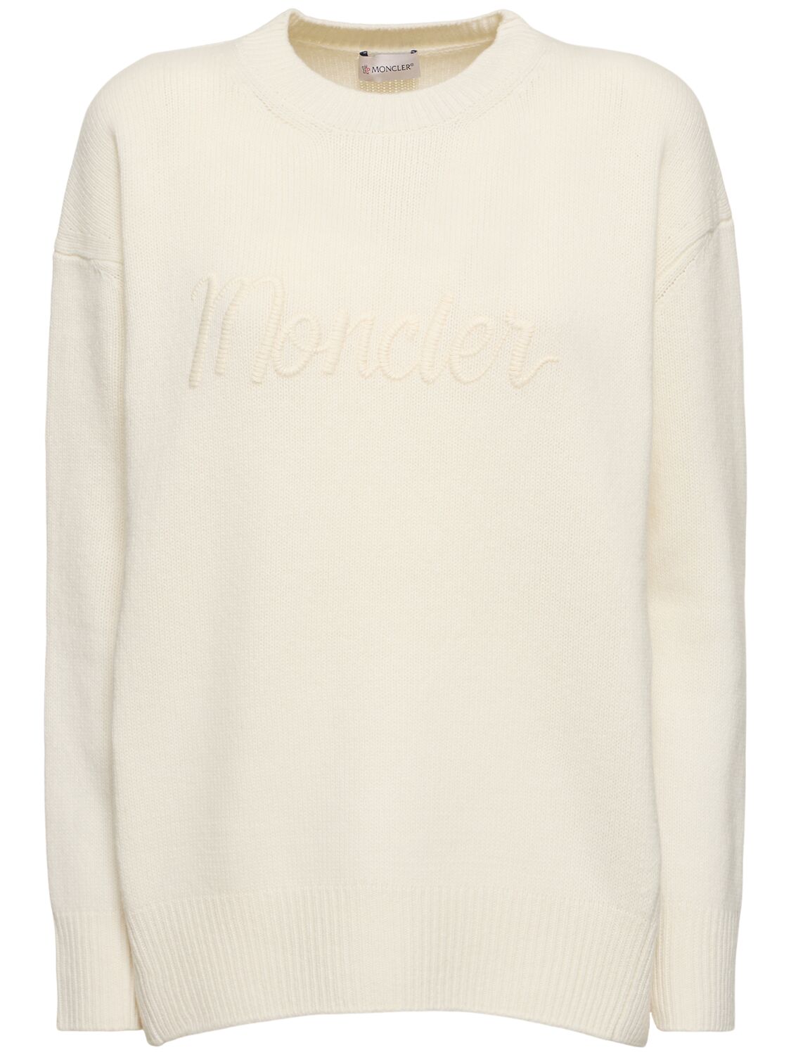 Moncler Virgin Wool Blend Crewneck Sweater In White