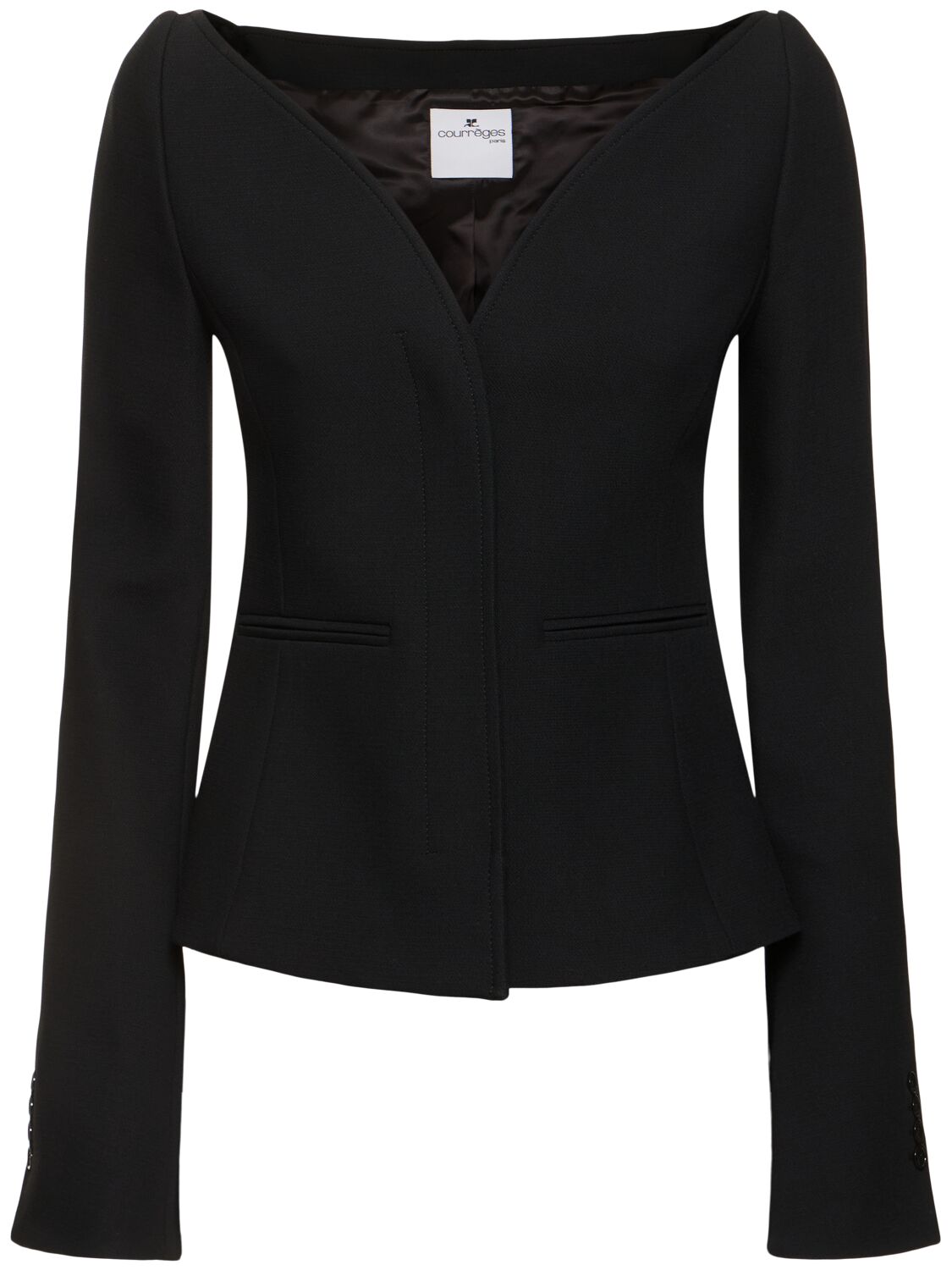 Shop Courrèges Ellipse Heritage Crepe Tailored Jacket In Black