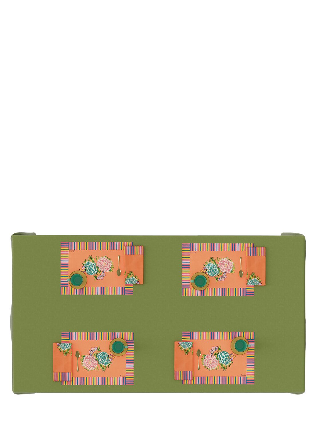 Lisa Corti Kandem Queen Peach Set Of 2 Placemats In Orange