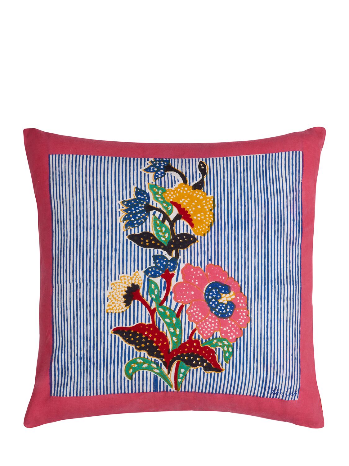 Lisa Corti Indonesian Red Rose Cushion In Multicolor