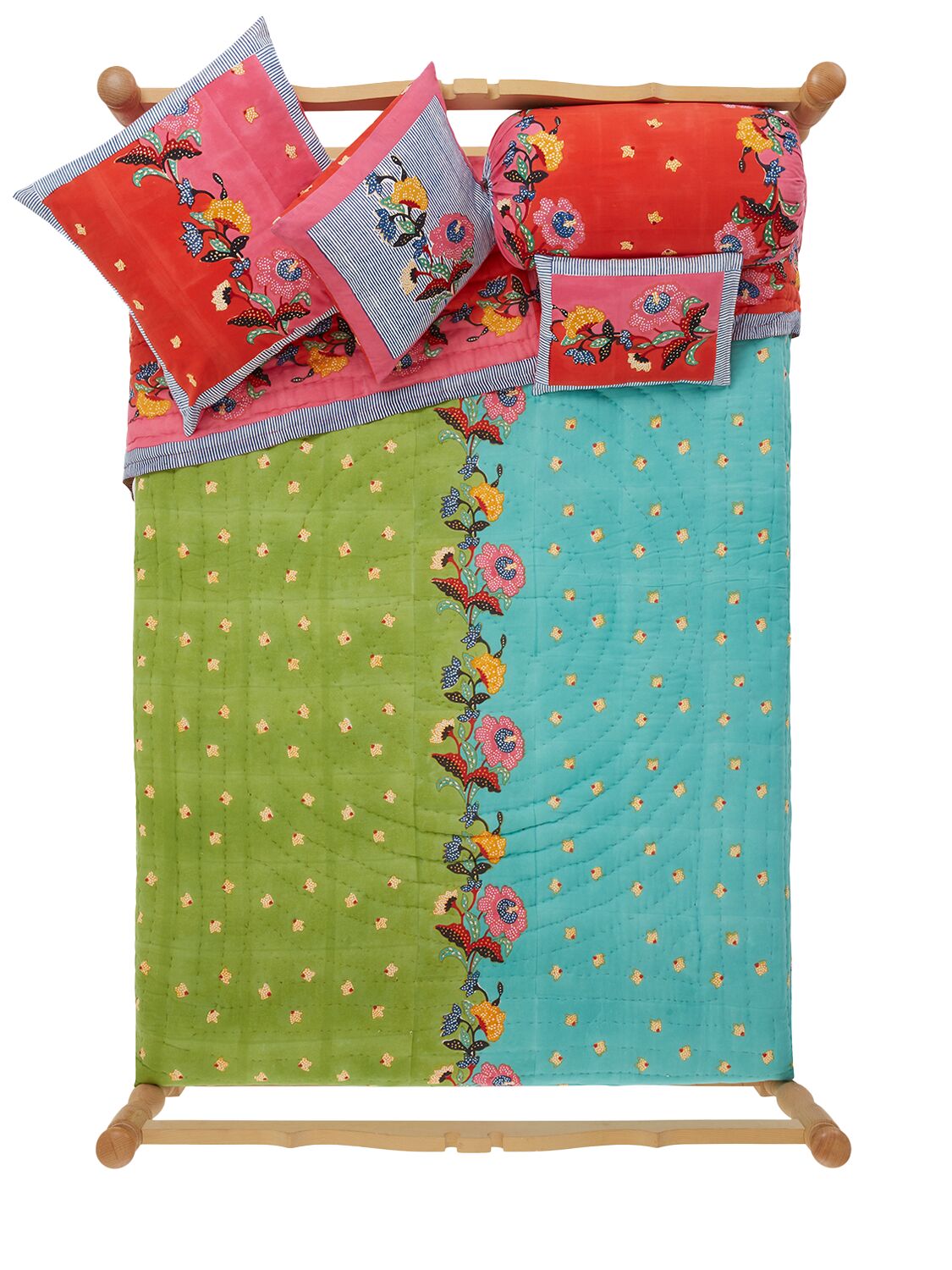 Lisa Corti Indonesian Red Rose Cushion In Multicolor