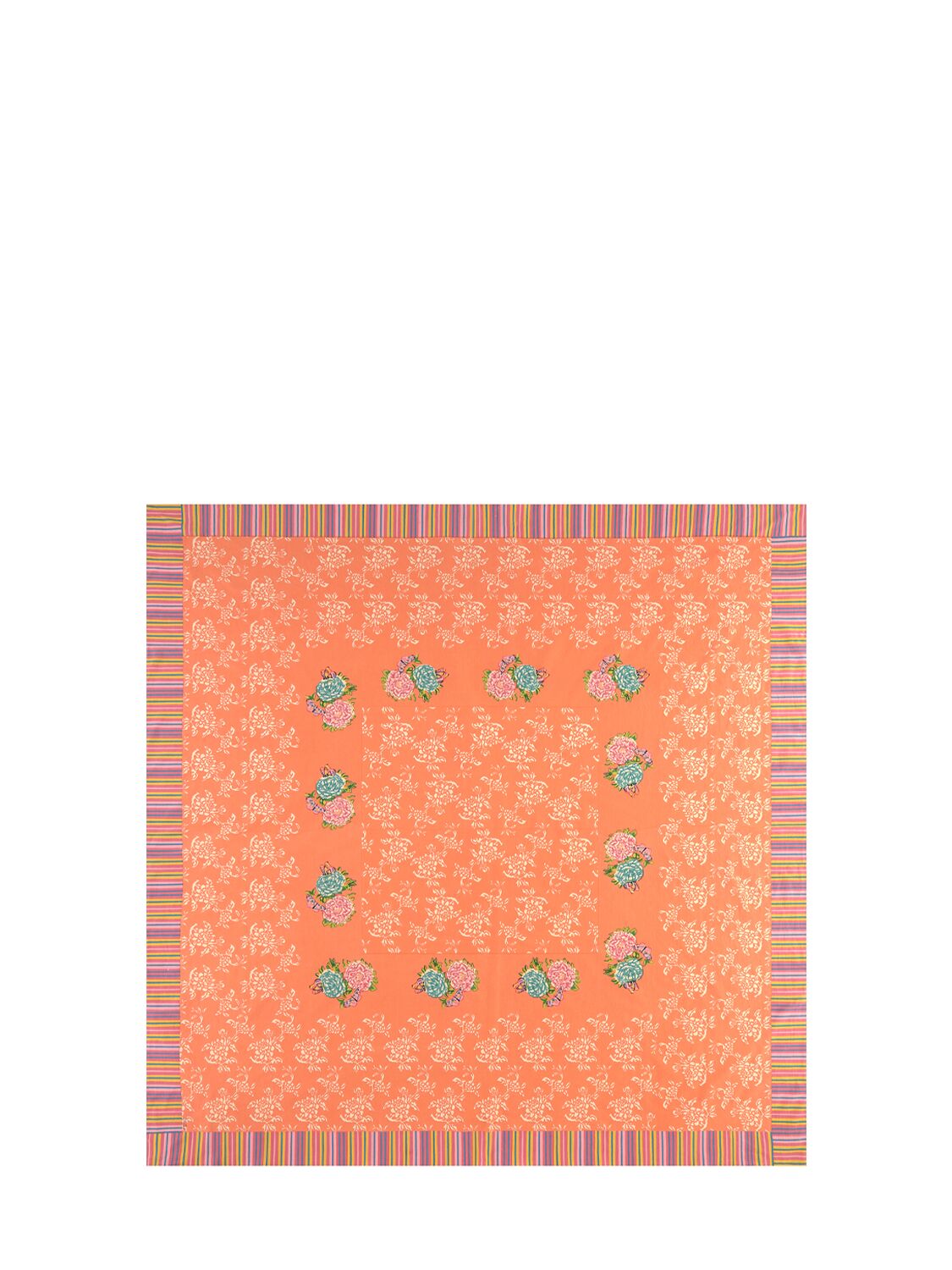 Lisa Corti Kandem Queen Peach Cotton Tablecloth In Orange
