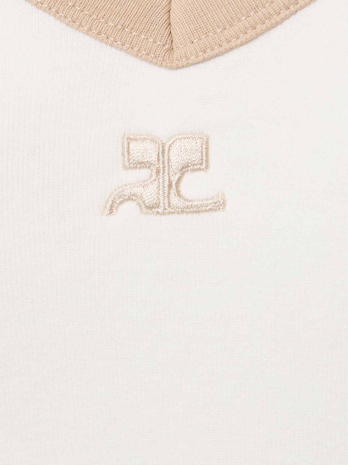 Shop Courrèges Contrast V-neck Cotton T-shirt In White