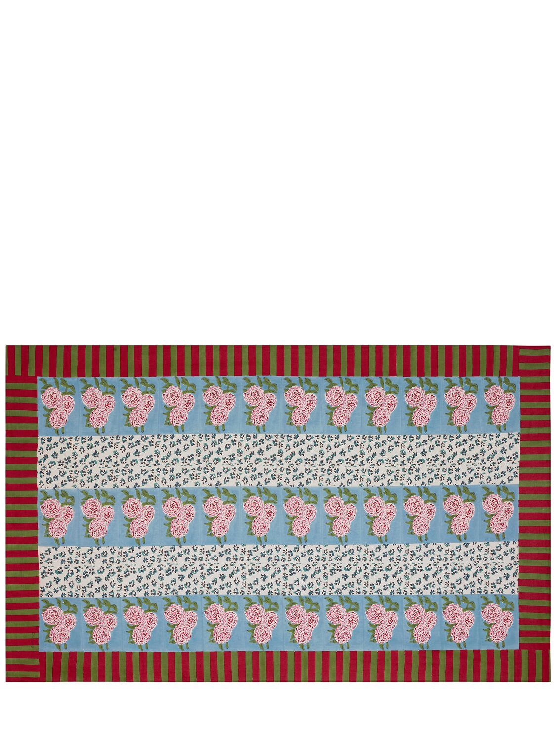 Lisa Corti Leopard Stripes Sky Cotton Tablecloth In Multi