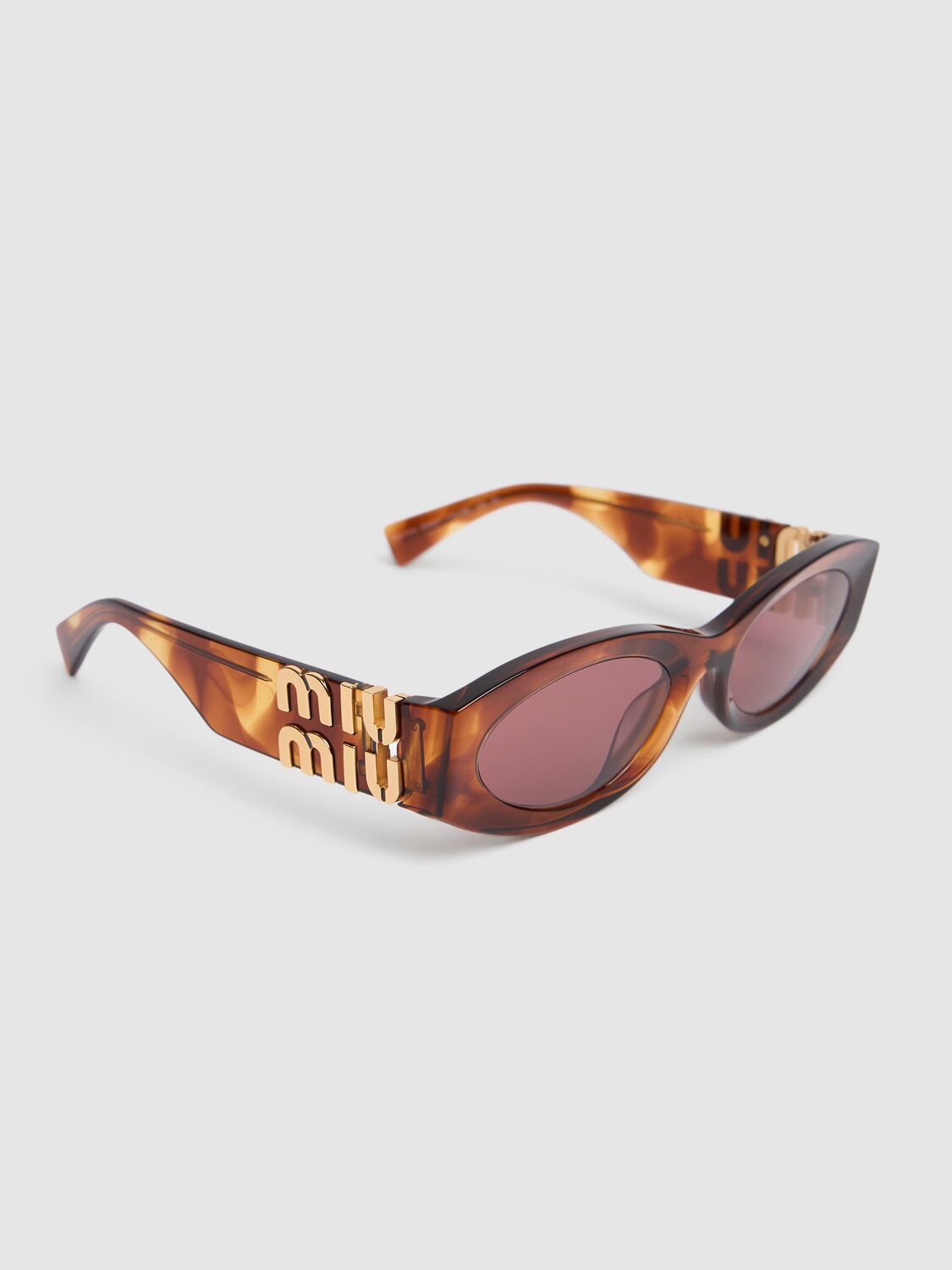 Shop Miu Miu Round Acetate Sunglasses In Brown