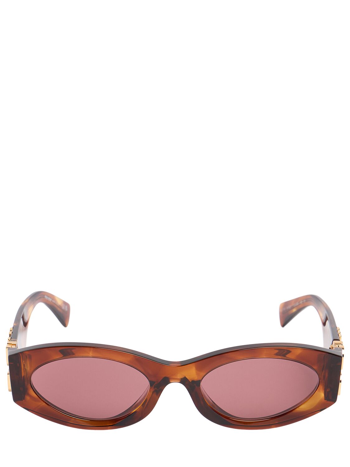 Shop Miu Miu Round Acetate Sunglasses In Brown