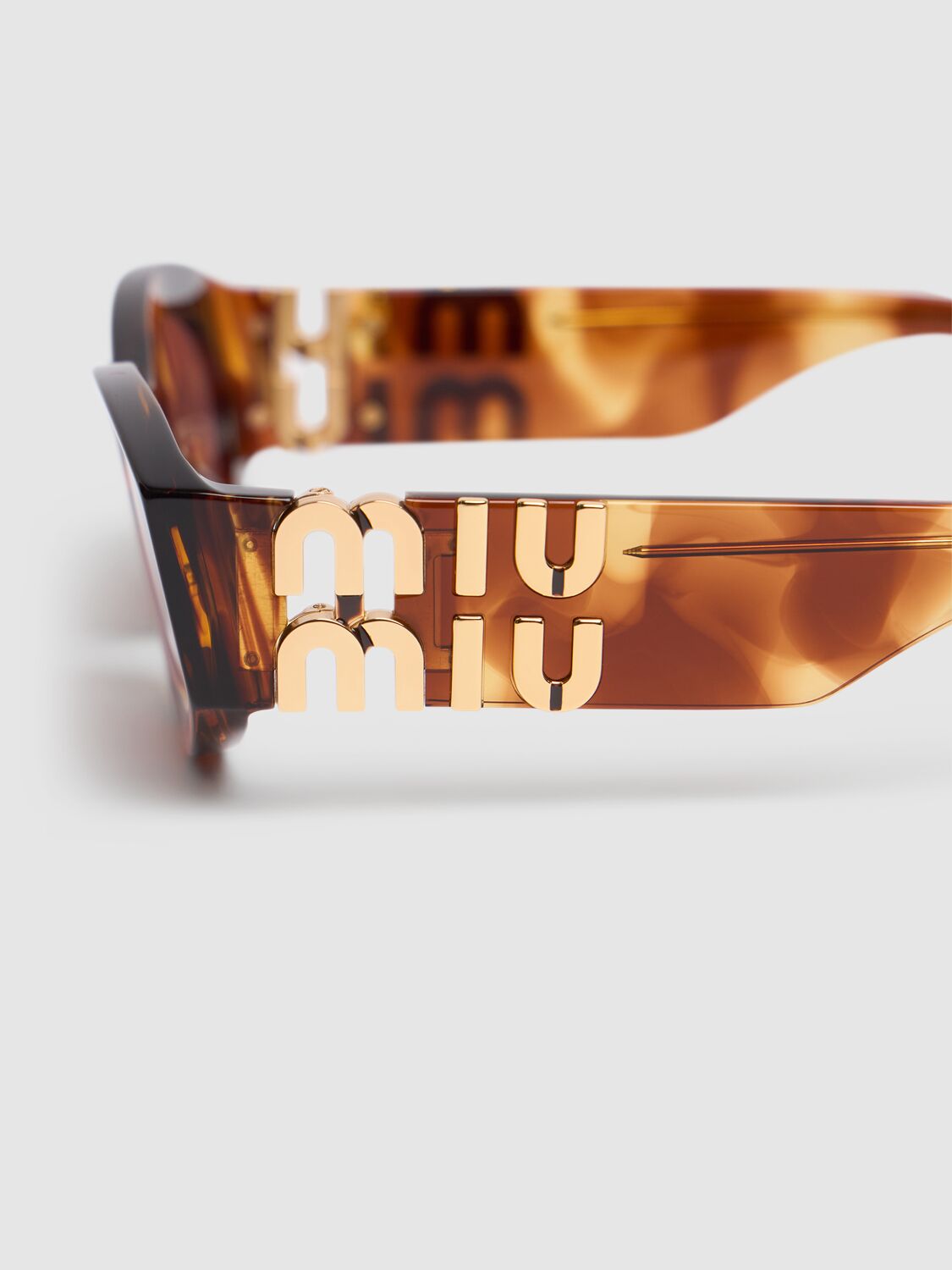 Shop Miu Miu Round Acetate Sunglasses In Brown