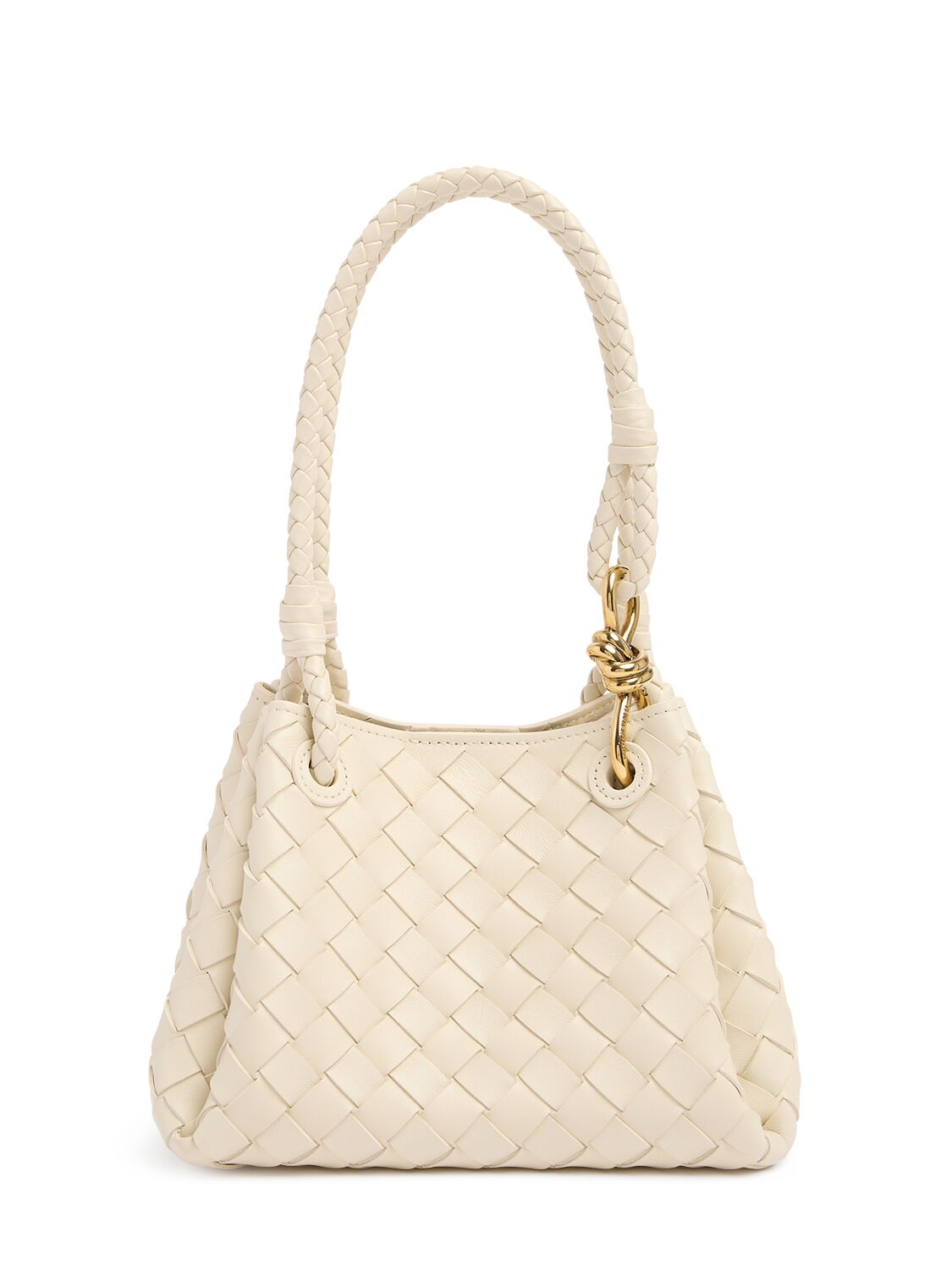 Bottega Veneta Small Andiamo Intrecciato Leather Crossbody Bag In Sea Salt