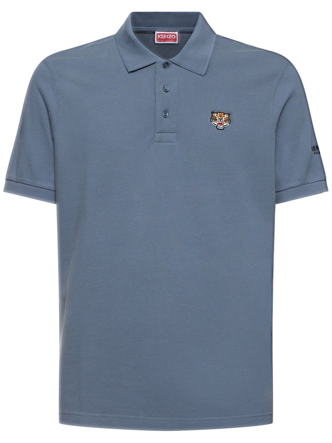Kenzo Lucky Tiger Slim Fit Cotton Polo In Bleu