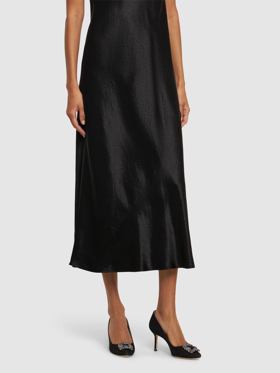 Manolo Blahnik 70mm Hangisi Lurex Flats In Black