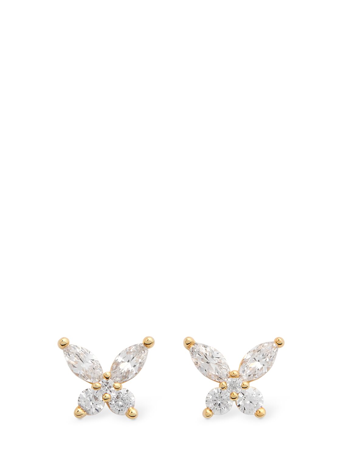 Apm Monaco Lumiere Butterfly Stud Crystal Earrings In Gold/crystal