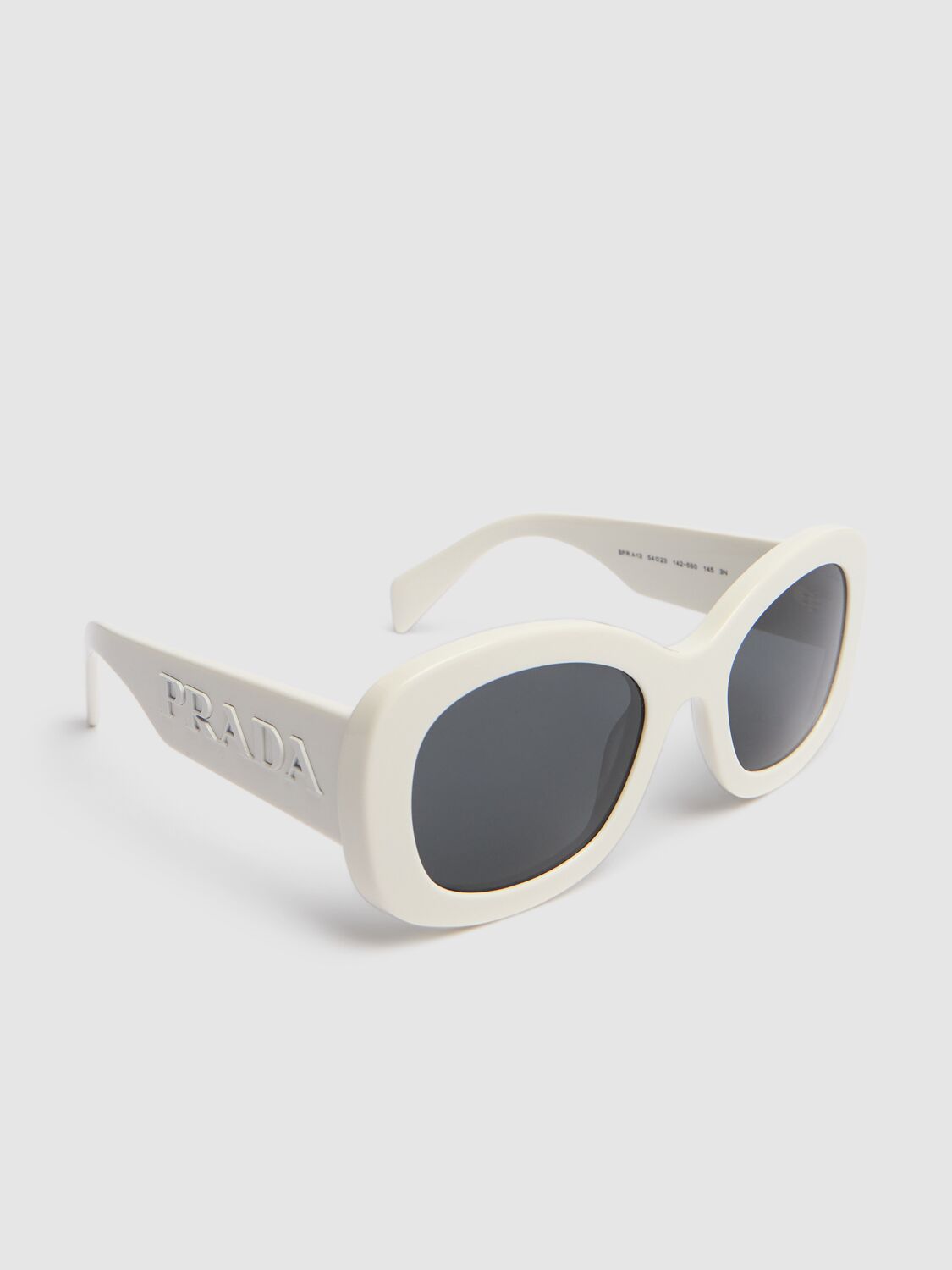 Shop Prada Square Acetate Sunglasses In White/black