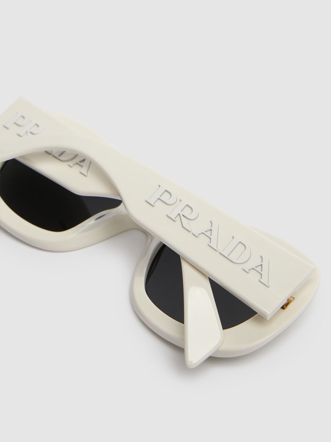 Shop Prada Square Acetate Sunglasses In White/black