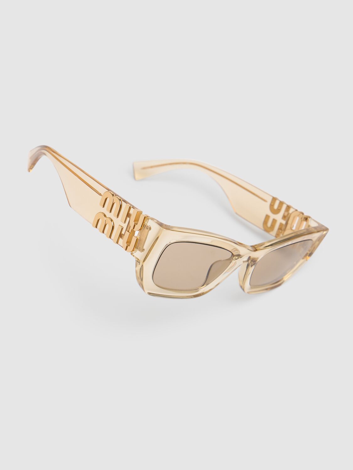 Shop Miu Miu Squared Acetate Sunglasses In Beige,clear