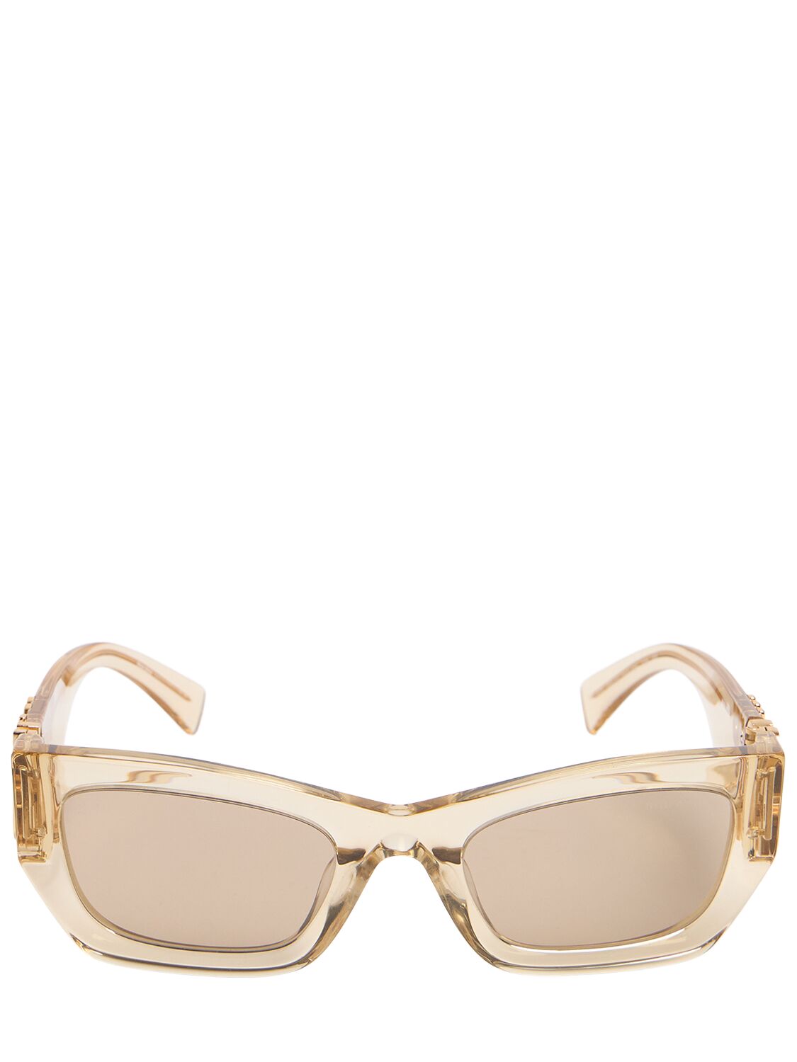 Miu Miu Squared Acetate Sunglasses In Beige,clear