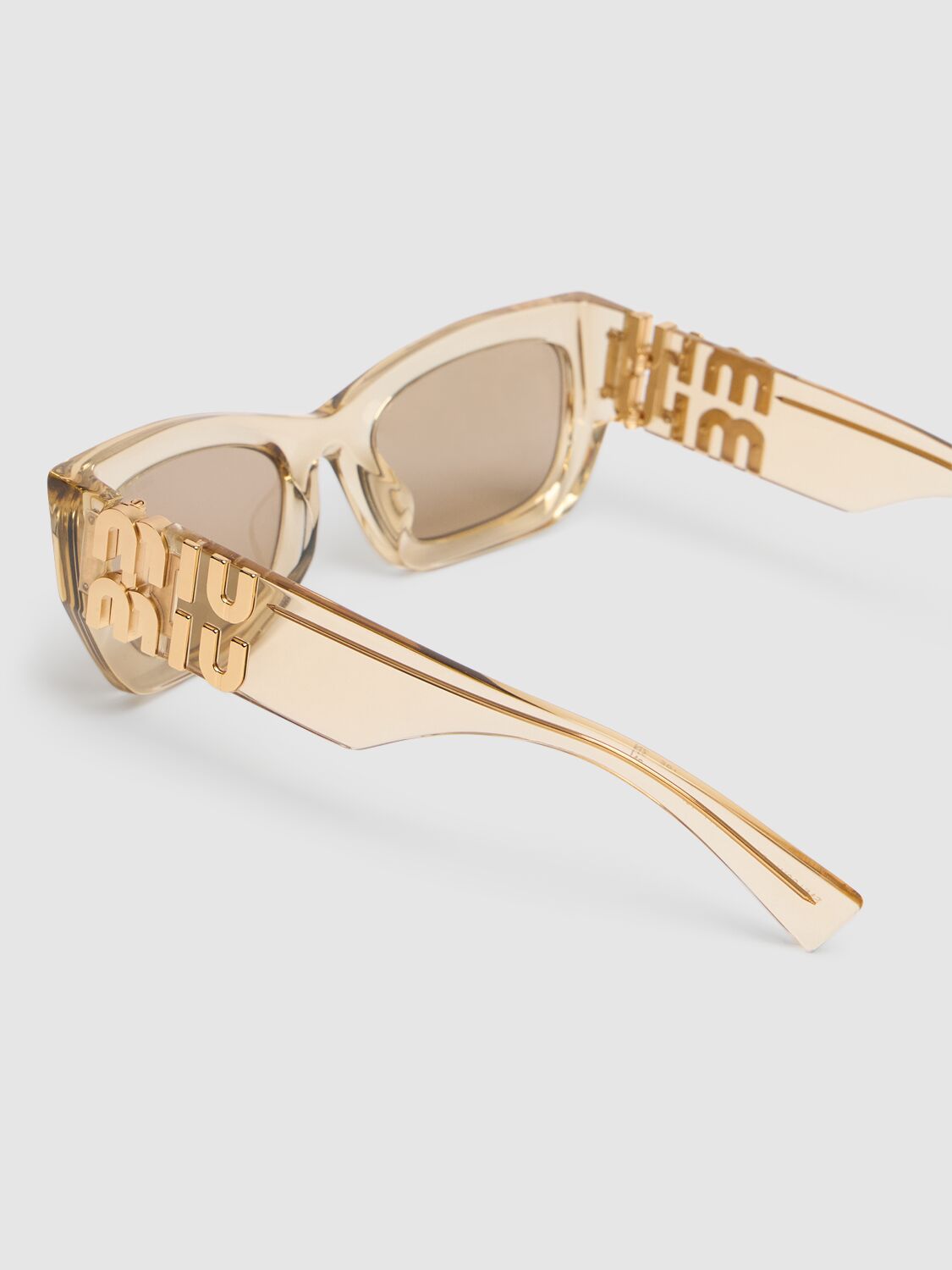 Shop Miu Miu Squared Acetate Sunglasses In Beige,clear