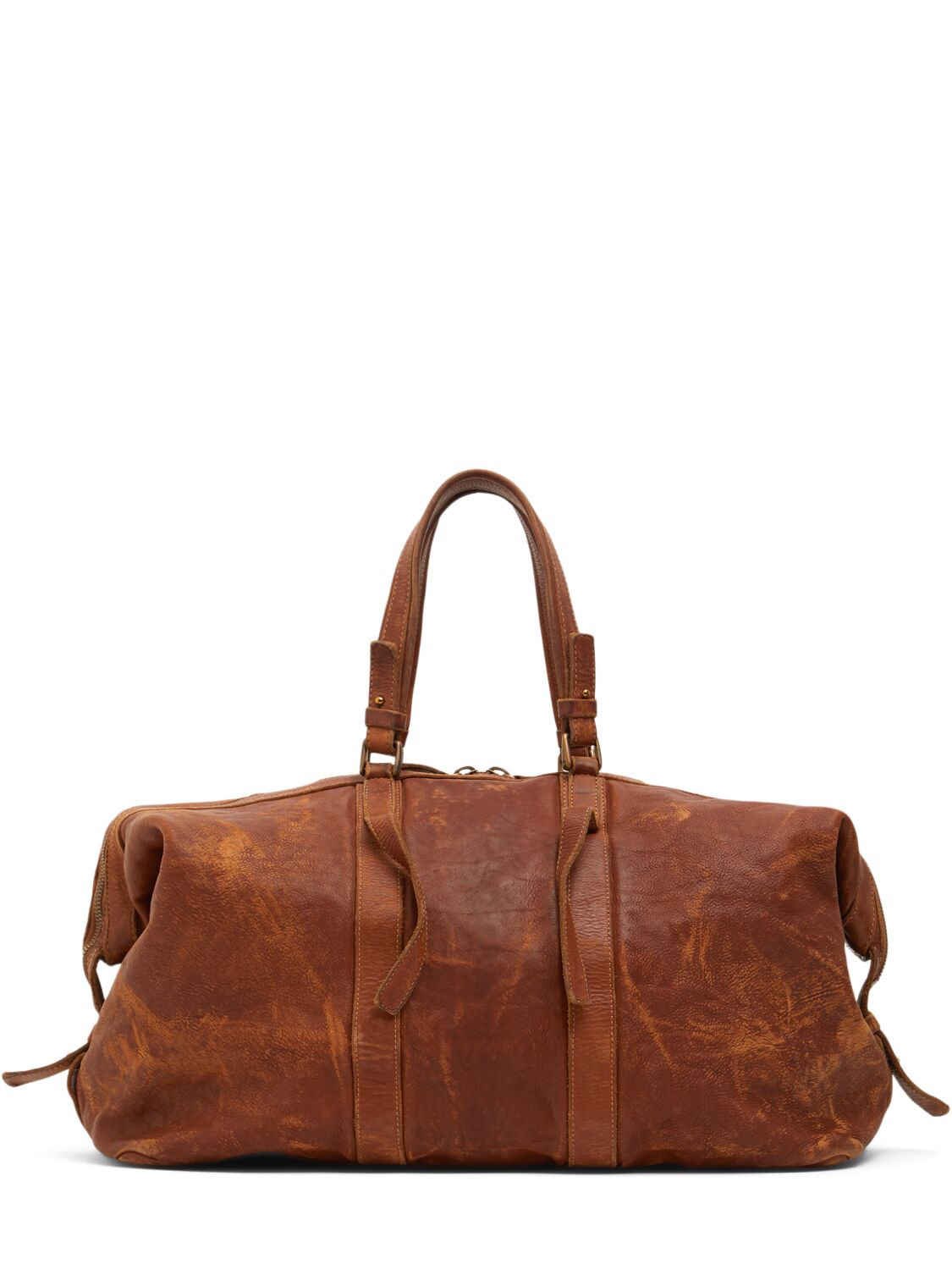 Shop Dsquared2 Washed Leather Duffle Bag In Tan