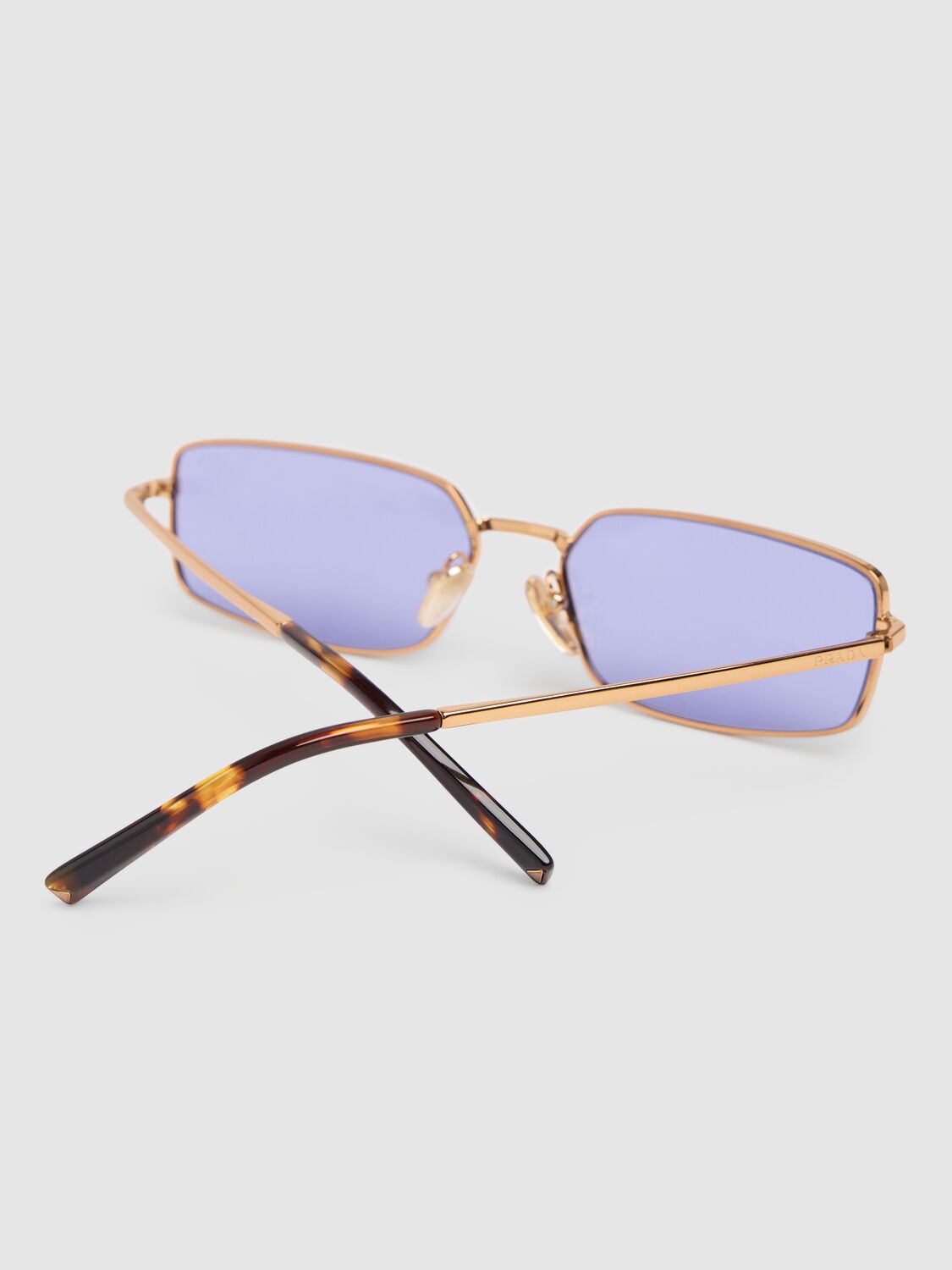 Shop Prada Square Metal Sunglasses In Gold,purple