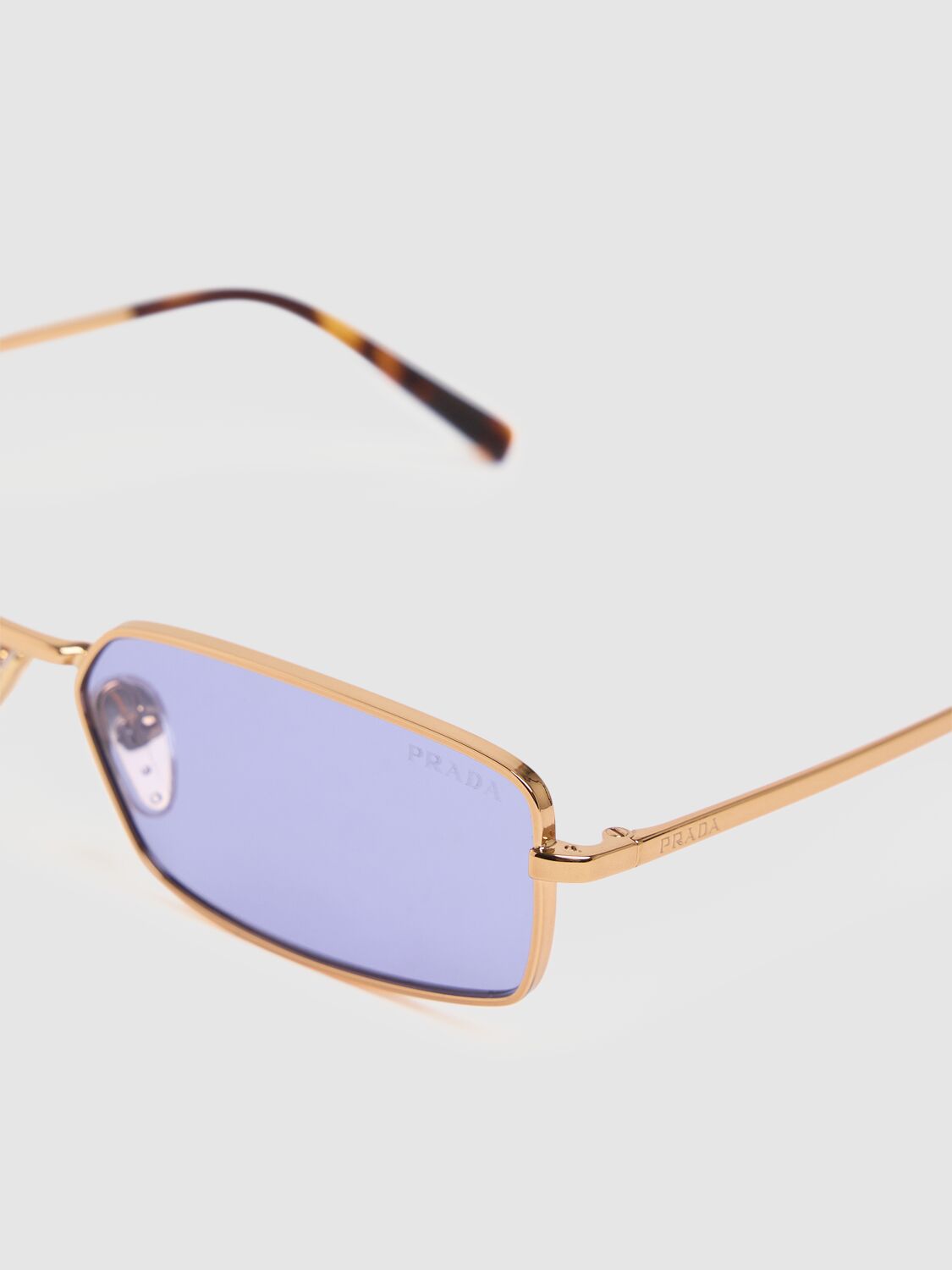 Shop Prada Square Metal Sunglasses In Gold,purple