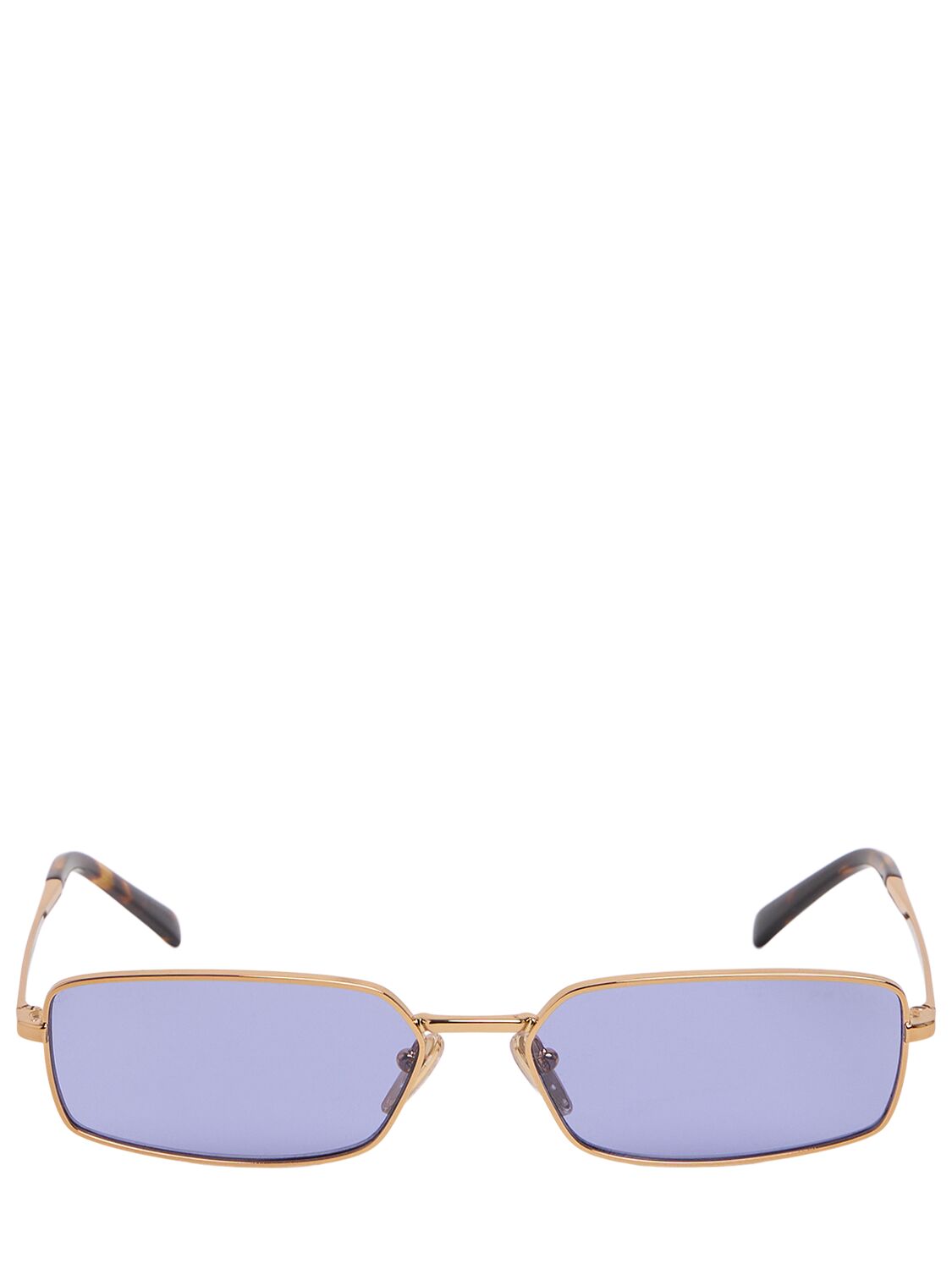Prada Square Metal Sunglasses In Gold,purple
