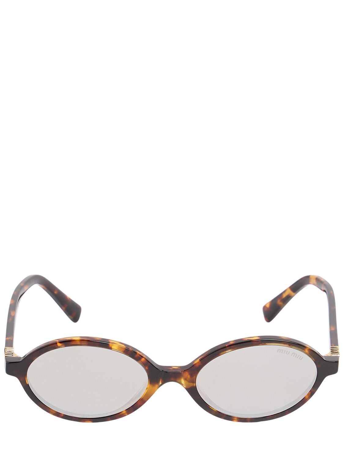 Miu Miu Round Acetate Sunglasses In Havana,grey