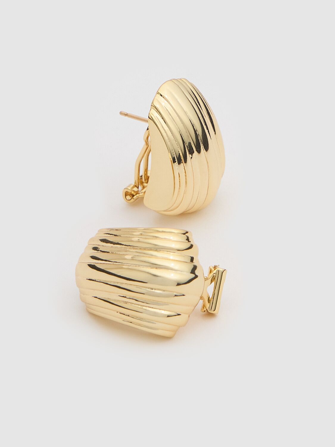 Shop Anine Bing Ribbed Stud Earrings In Gold