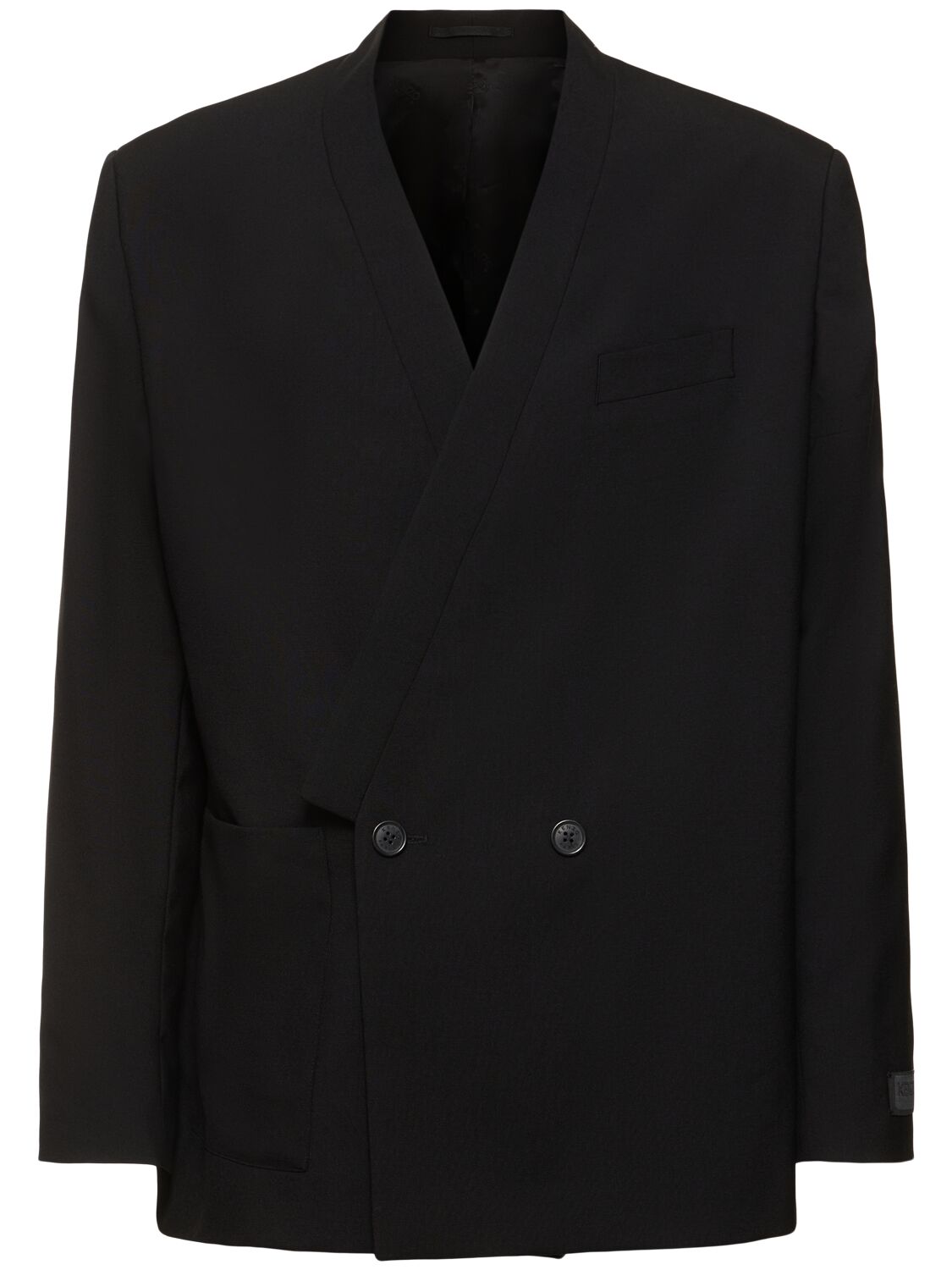 Shop Kenzo Kimono Tailored Wool Jacket In Black