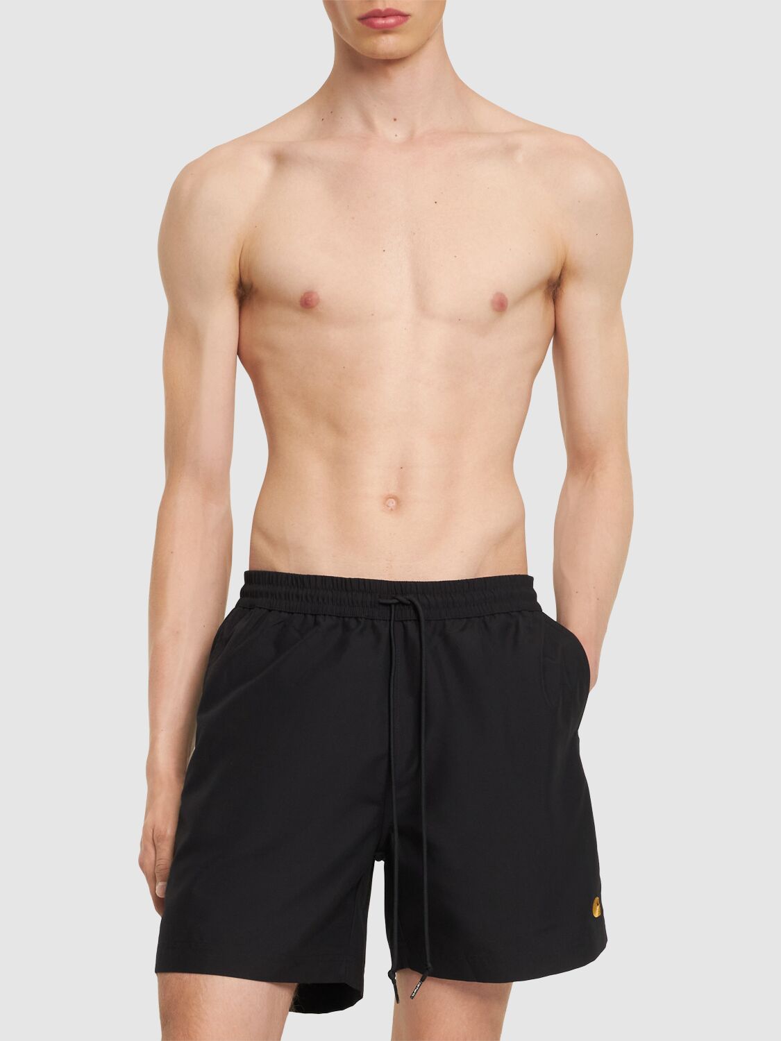 Shop Carhartt Chase Tech Swim Shorts In Black,gold