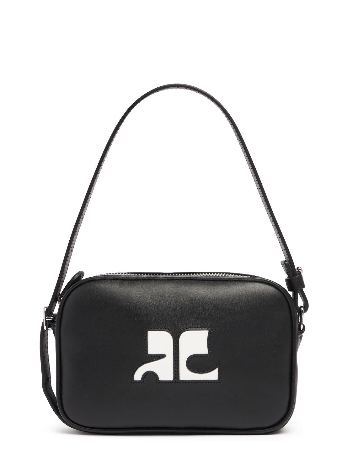 Courrèges Slim Leather Camera Bag In Black