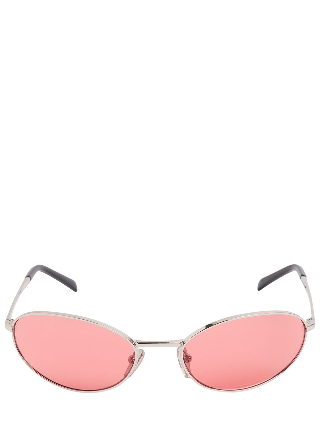Prada Round Metal Sunglasses In Silver/pink