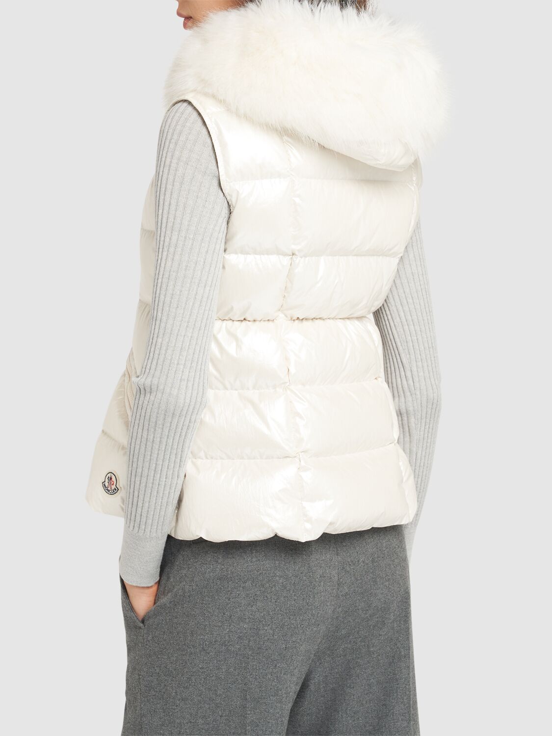 Shop Moncler Anse Laminated Nylon Down Vest In White