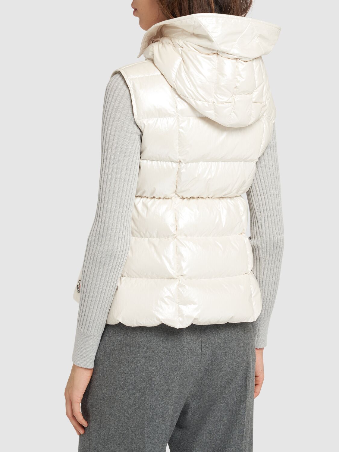 Shop Moncler Anse Laminated Nylon Down Vest In White