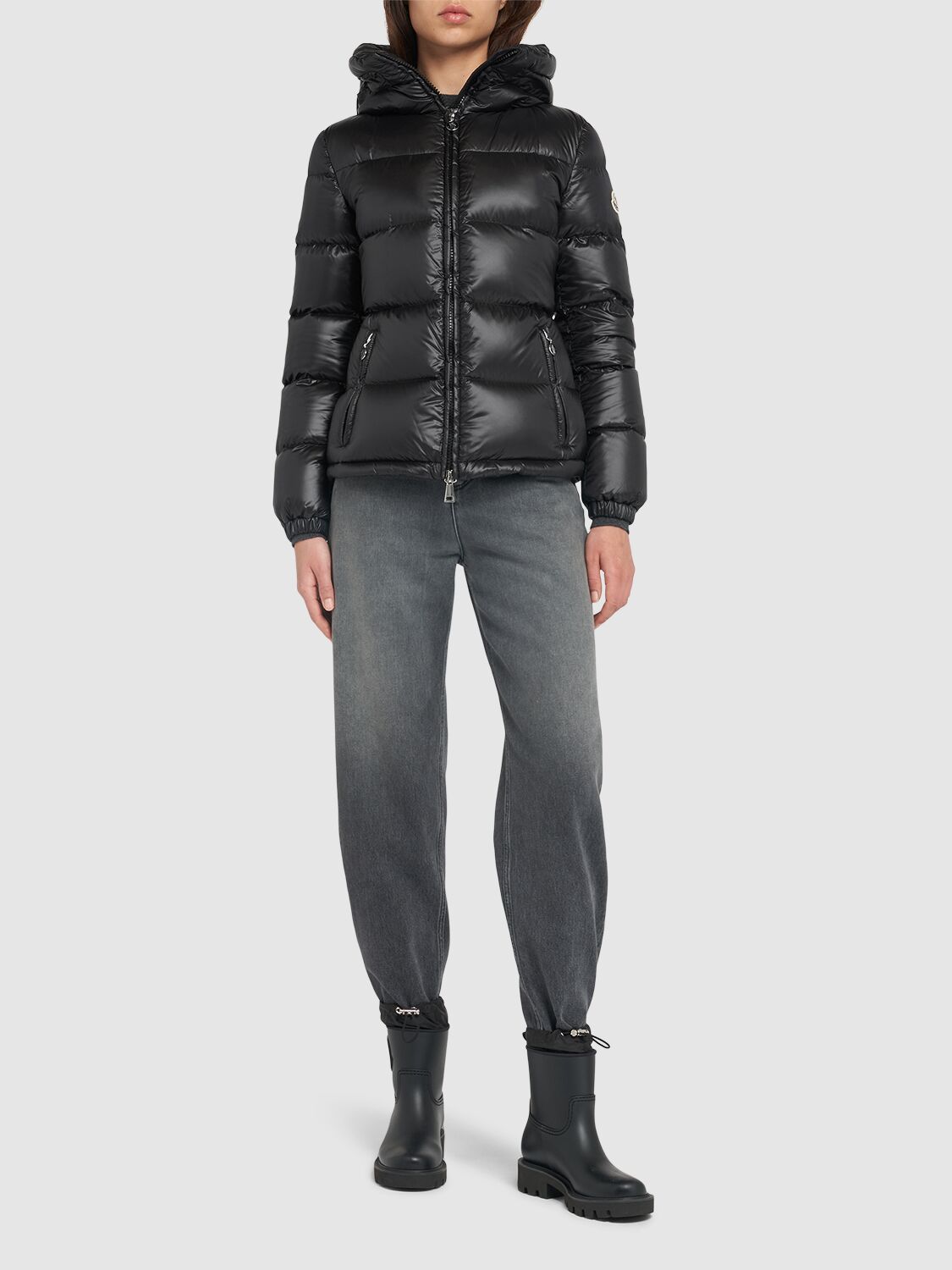 Shop Moncler Douro Nylon Down Short Jacket In Black