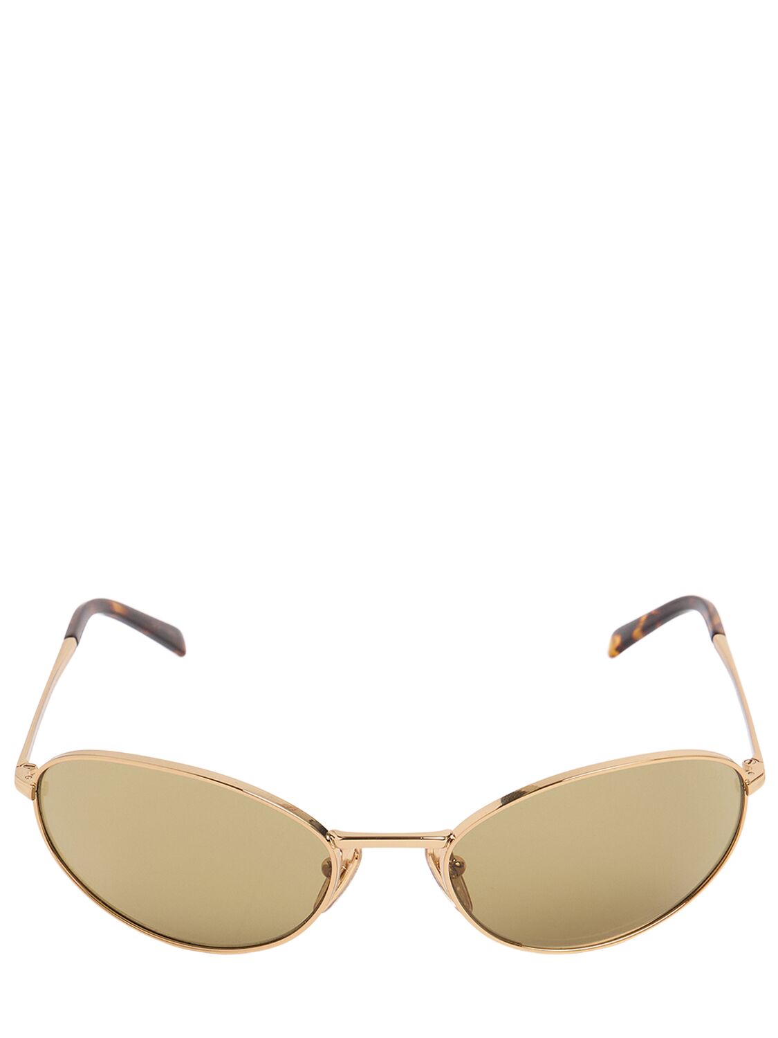 Prada Round Metal Sunglasses In Gold/green