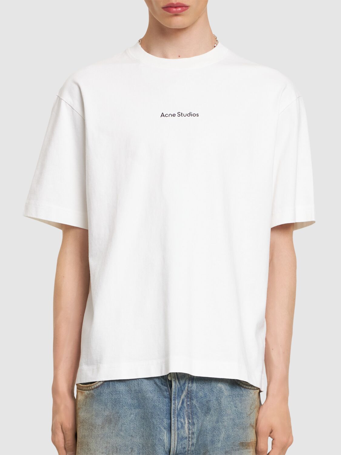 Shop Acne Studios Exford Logo Cotton T-shirt In Optic White