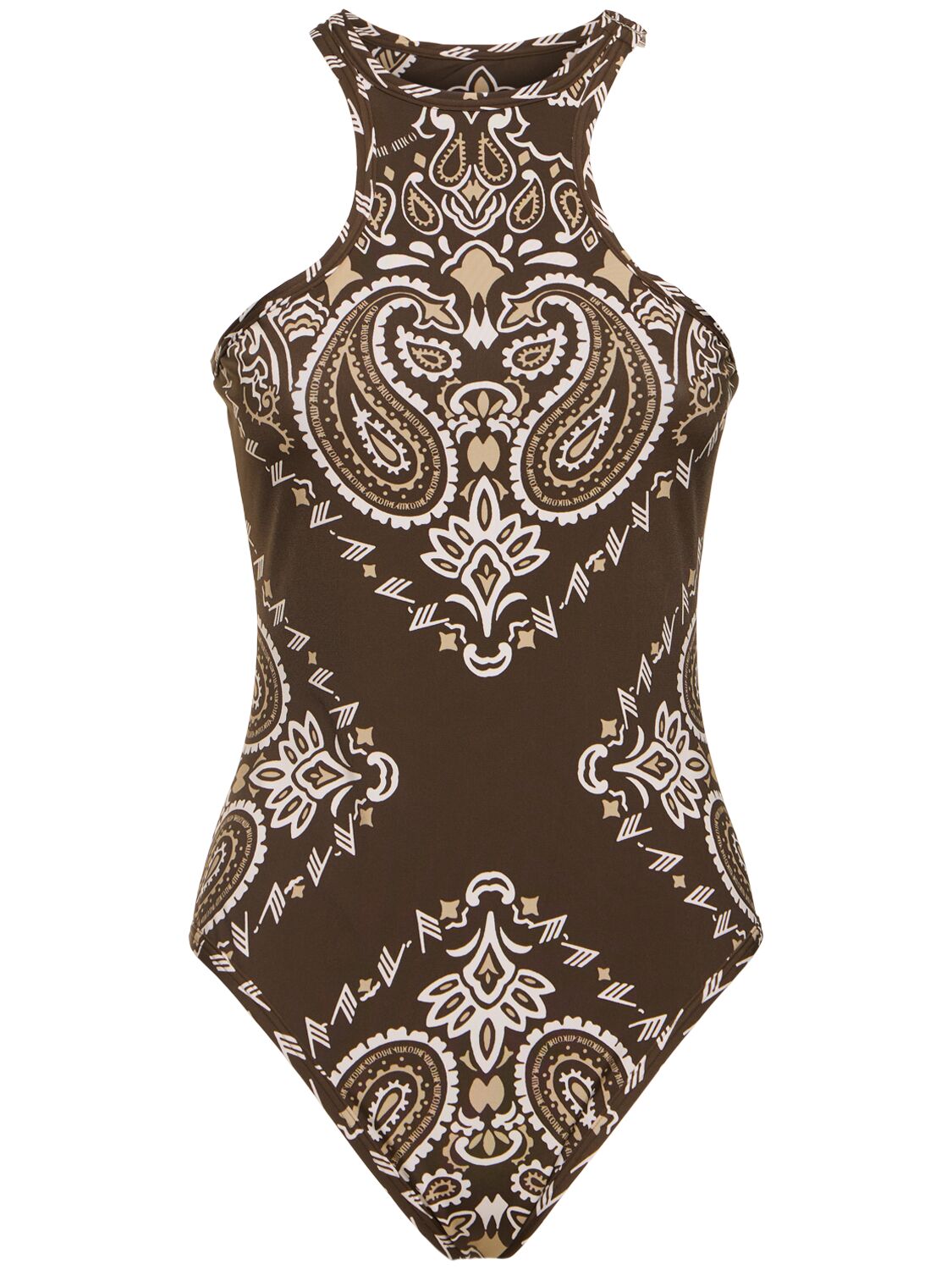 Attico Bandana Print Lycra One Piece Swimsuit In Dwontown Brown