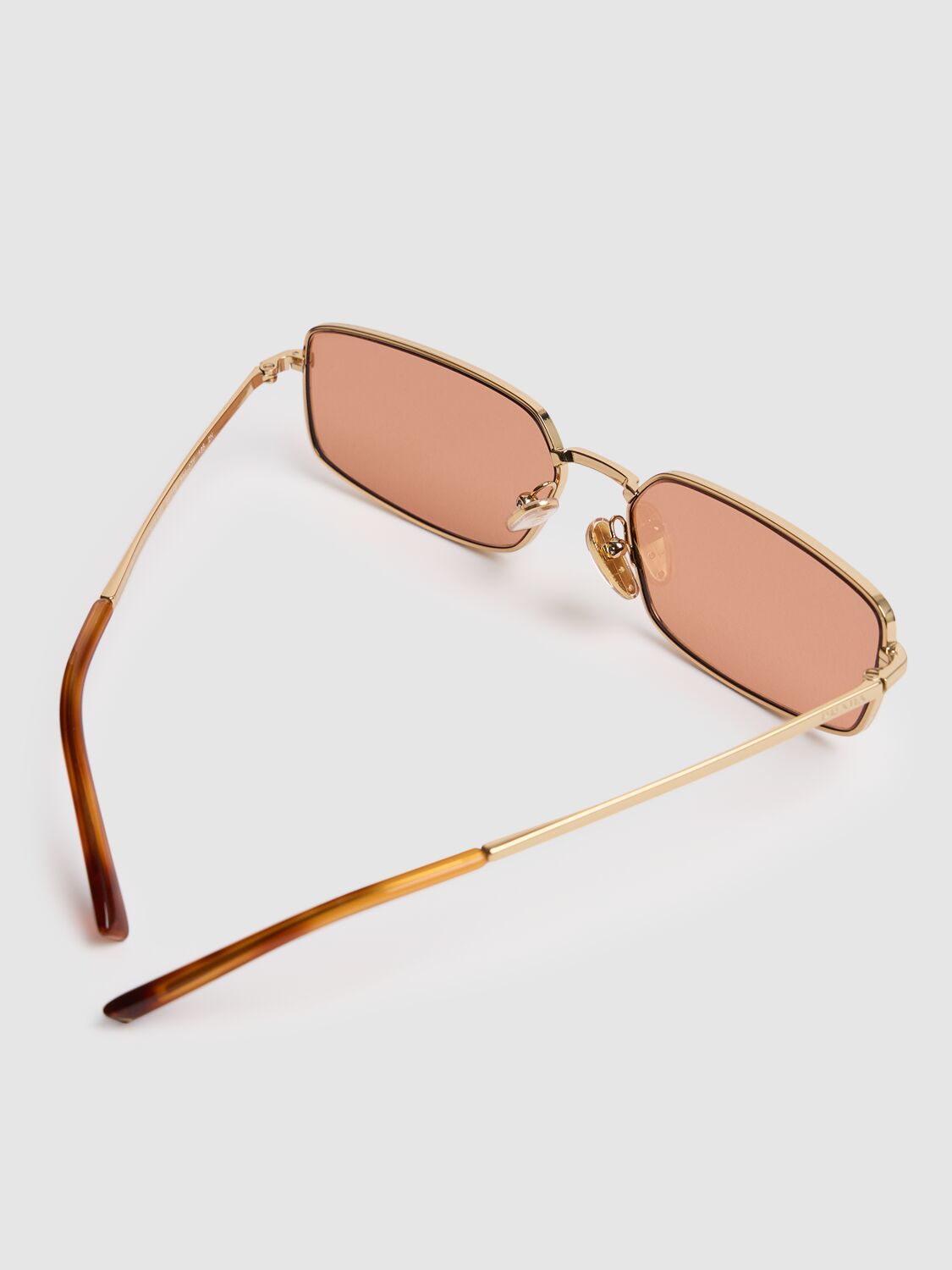 Shop Prada Square Metal Sunglasses In Gold/orange