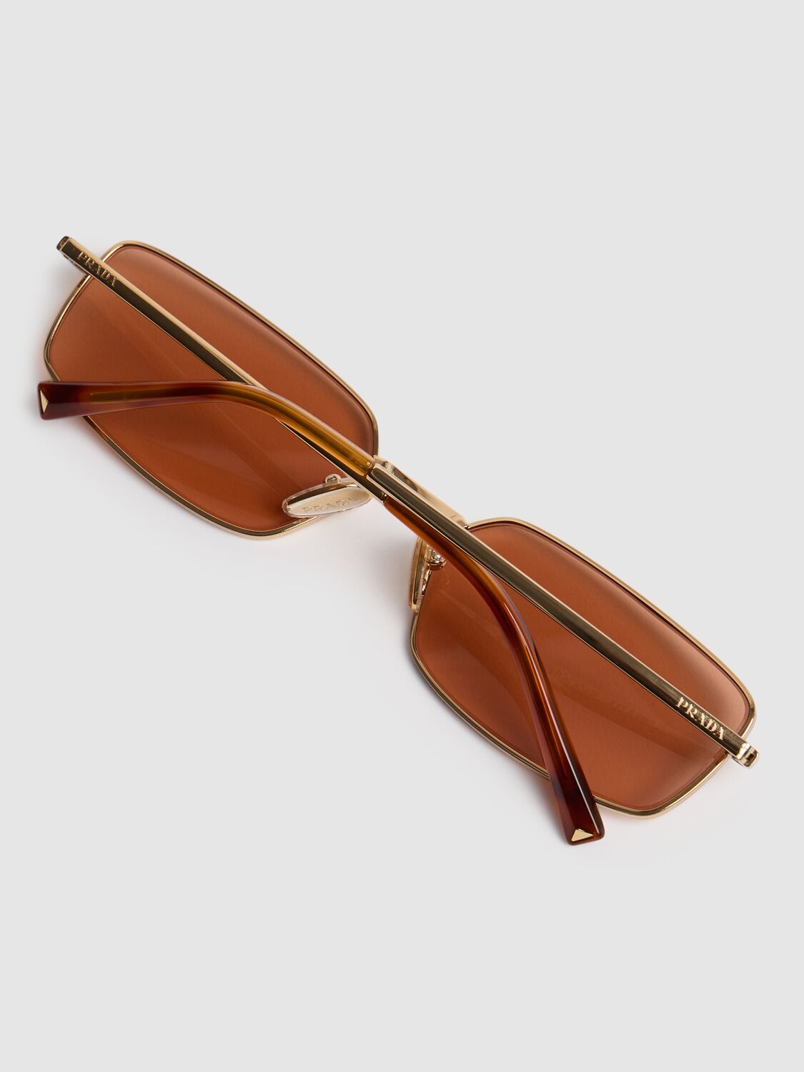 Shop Prada Square Metal Sunglasses In Gold/orange