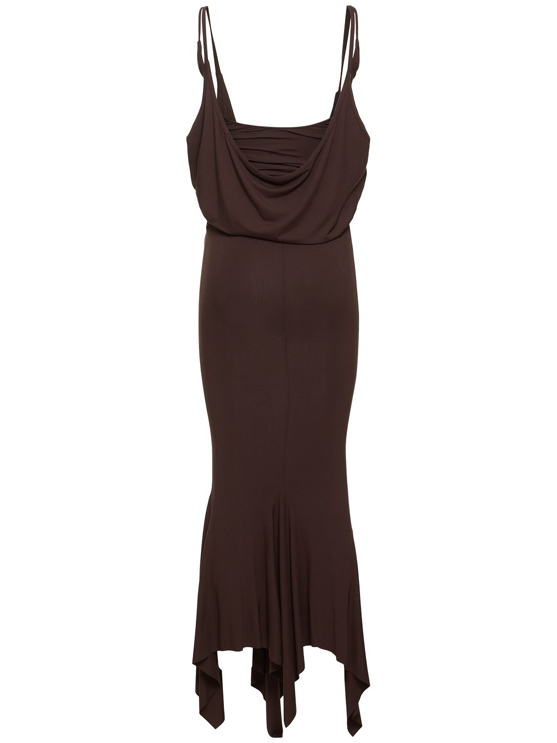 Shop Attico Satin Midi Dress In Dark Brown