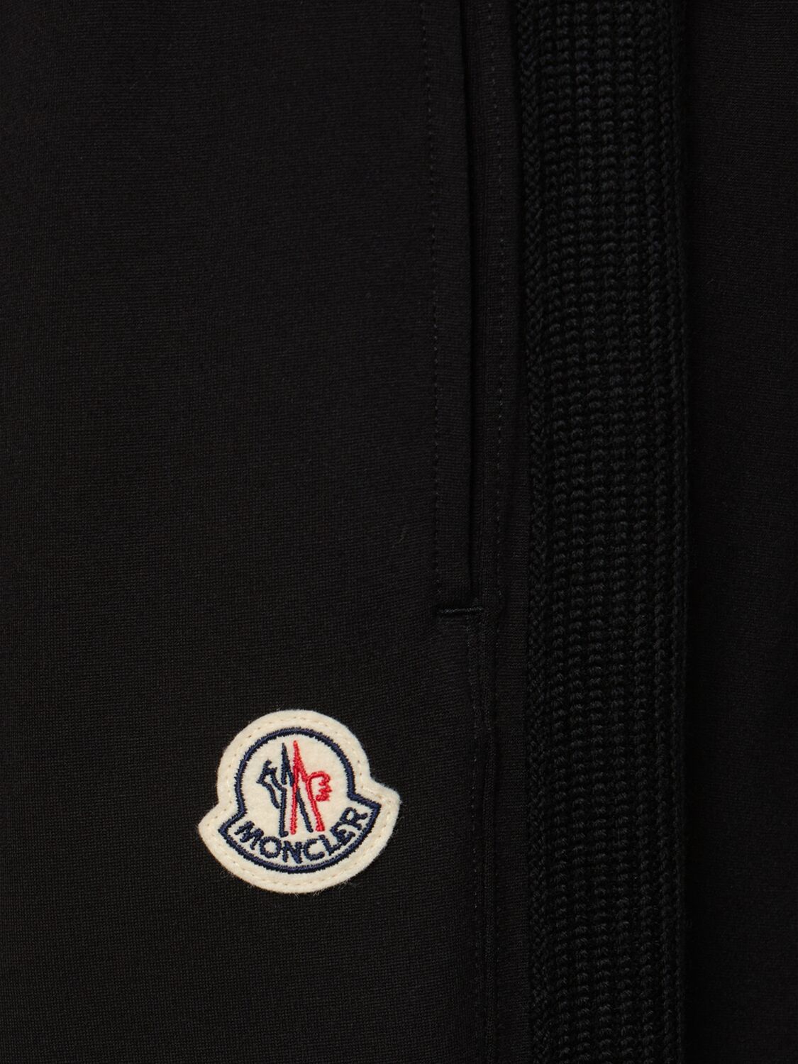 Shop Moncler Logo Patch Viscose Blend Sweatpants In Black