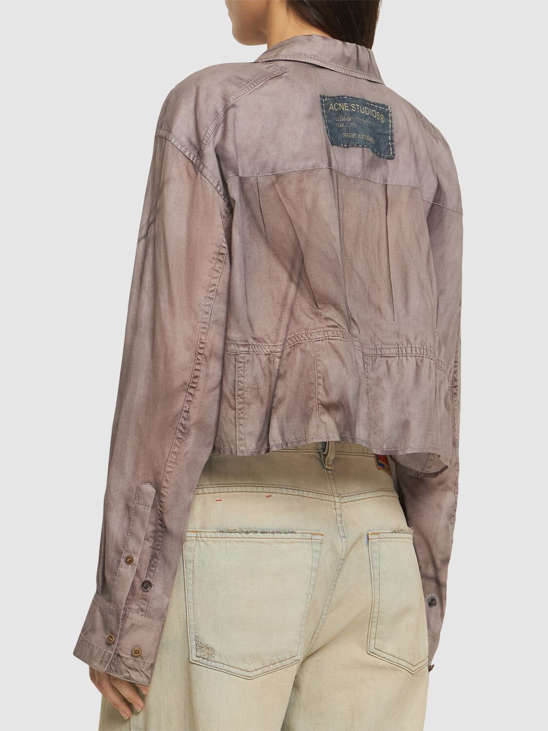 Acne Studios Cotton Voile Crop Cargo Shirt In Light Brown