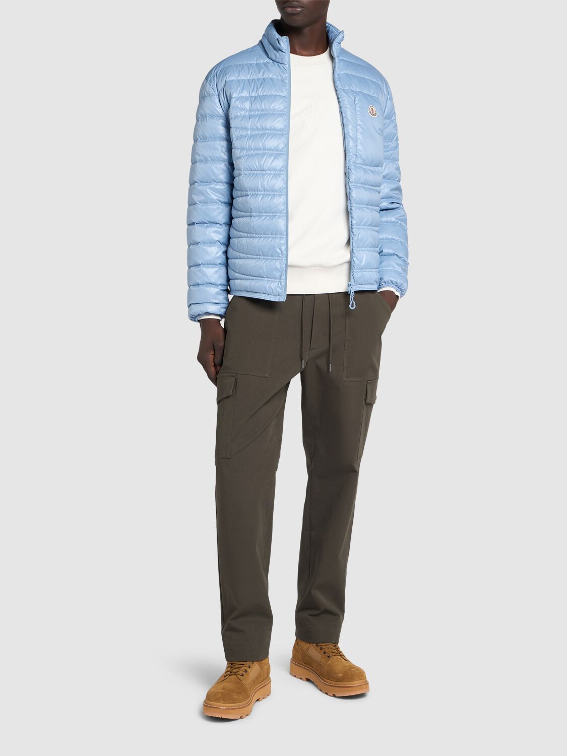 Shop Moncler Leveche Nylon Down Jacket In Light Blue